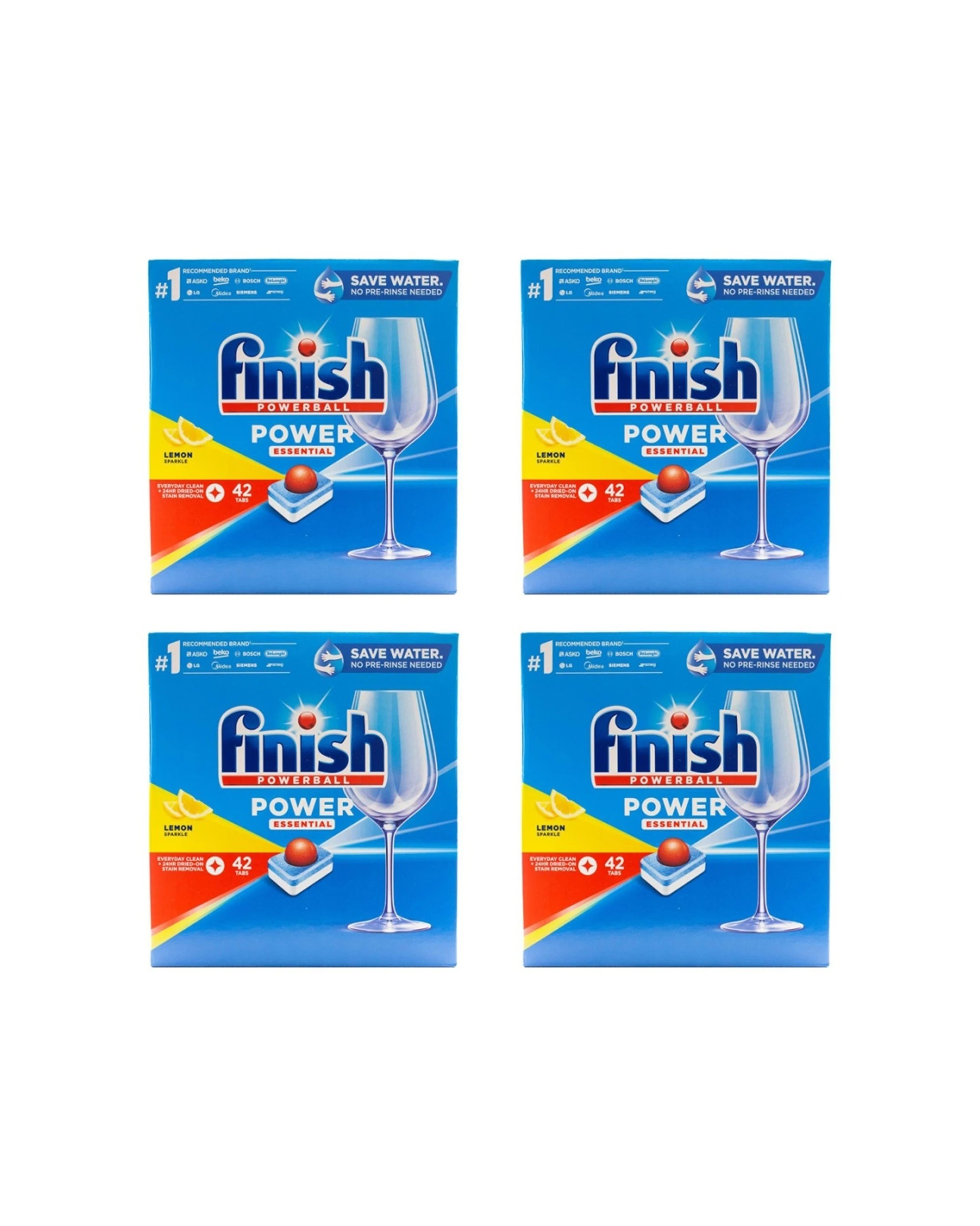 1 Finish 4 x 42pc Dishwashing Tablets Powerball Lemon Scent Stain Remover, 1 of 5