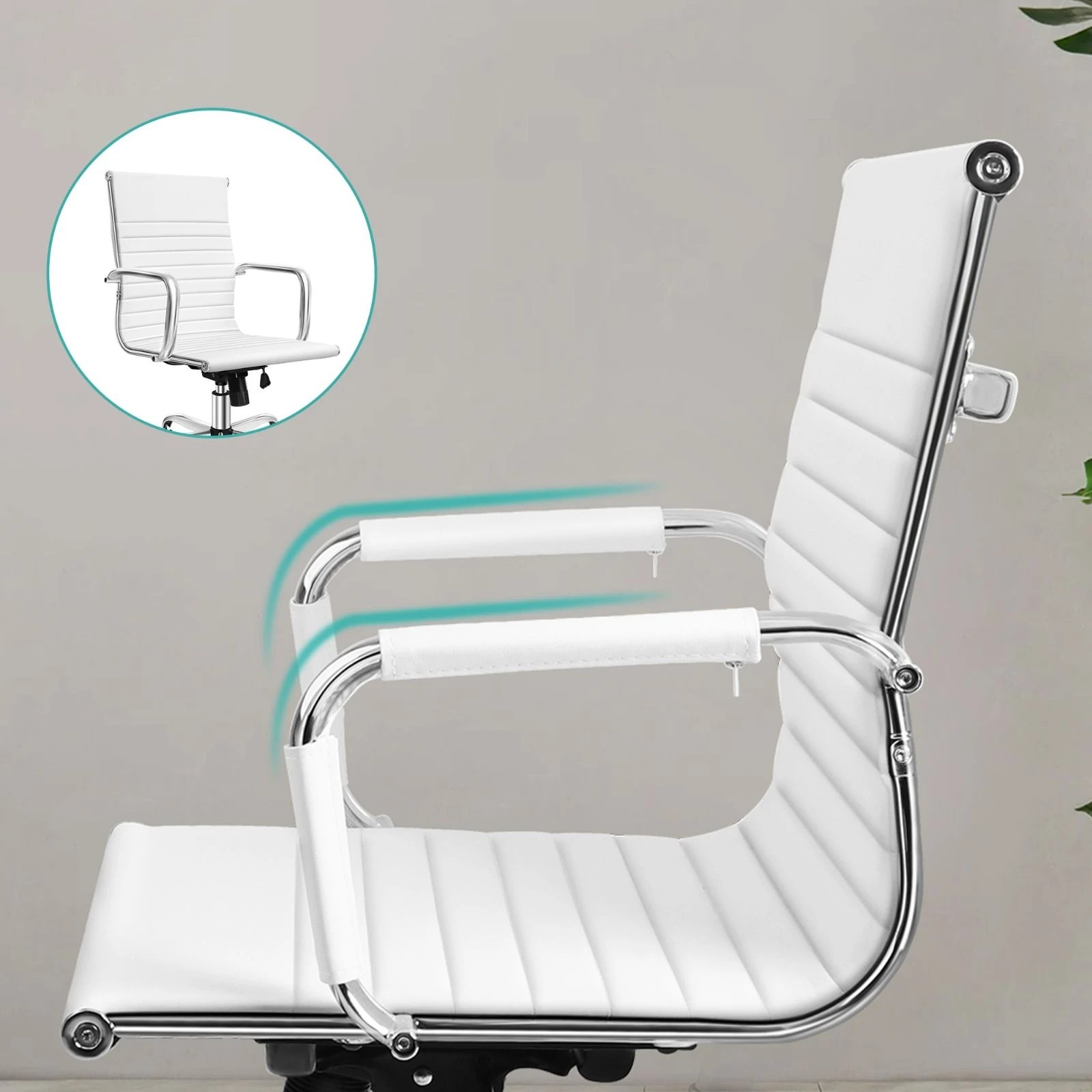 8 Alfordson Office Chair Ergonomic Executive Computer Seat Gaming Mid Back - White, 8 of 10