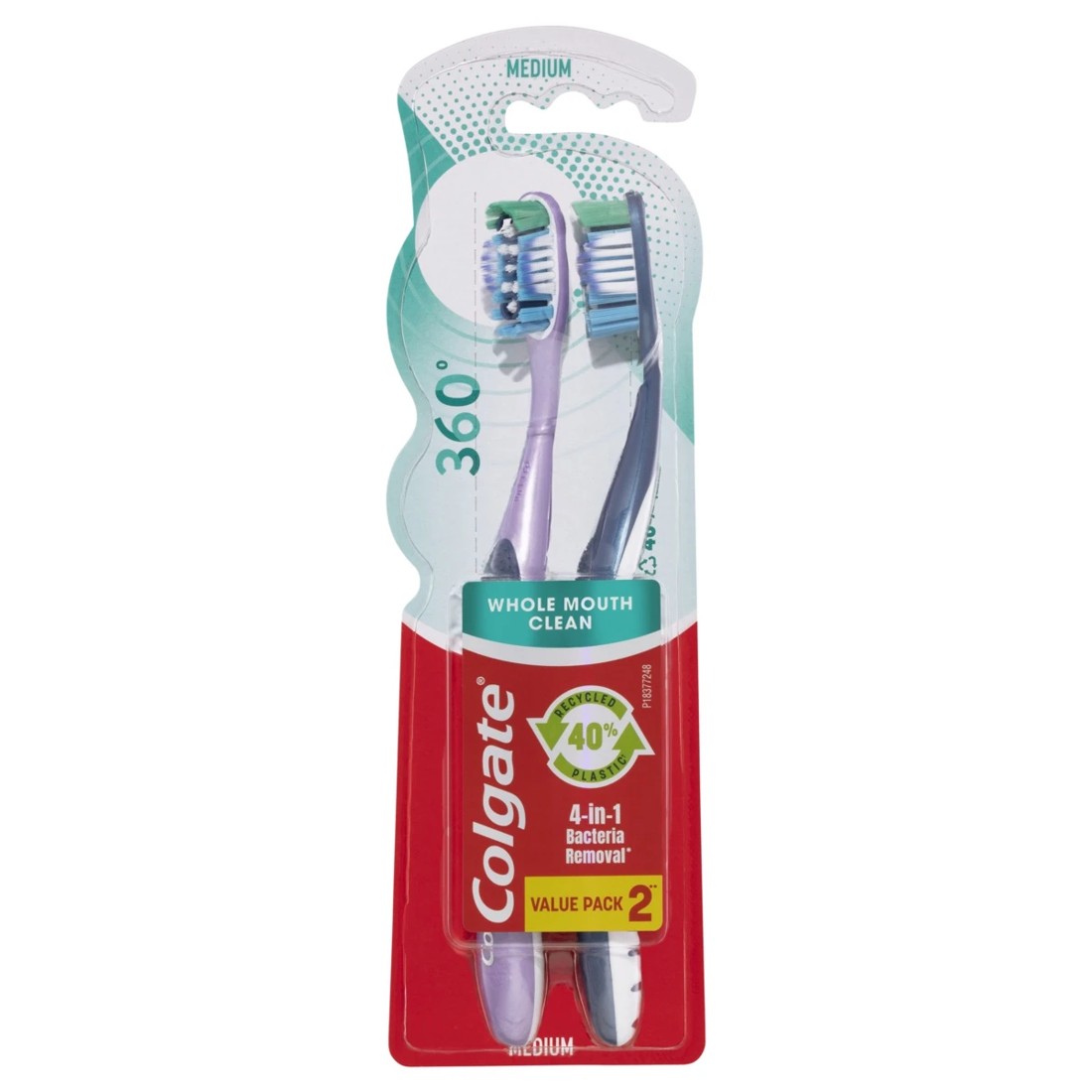1 Colgate 2 Pack Medium 360 Degree Whole Mouth Clean Toothbrush, 1 of 5