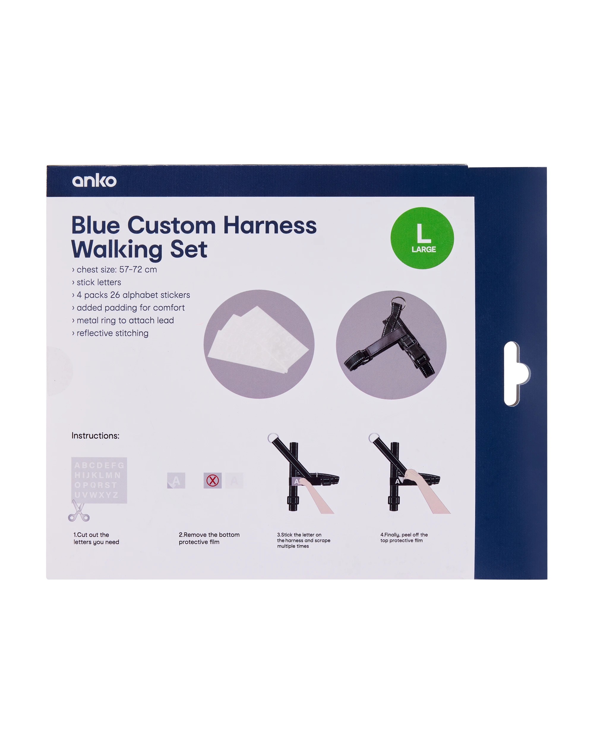 10 Blue Custom Harness Walking Set - Large, 10 of 10