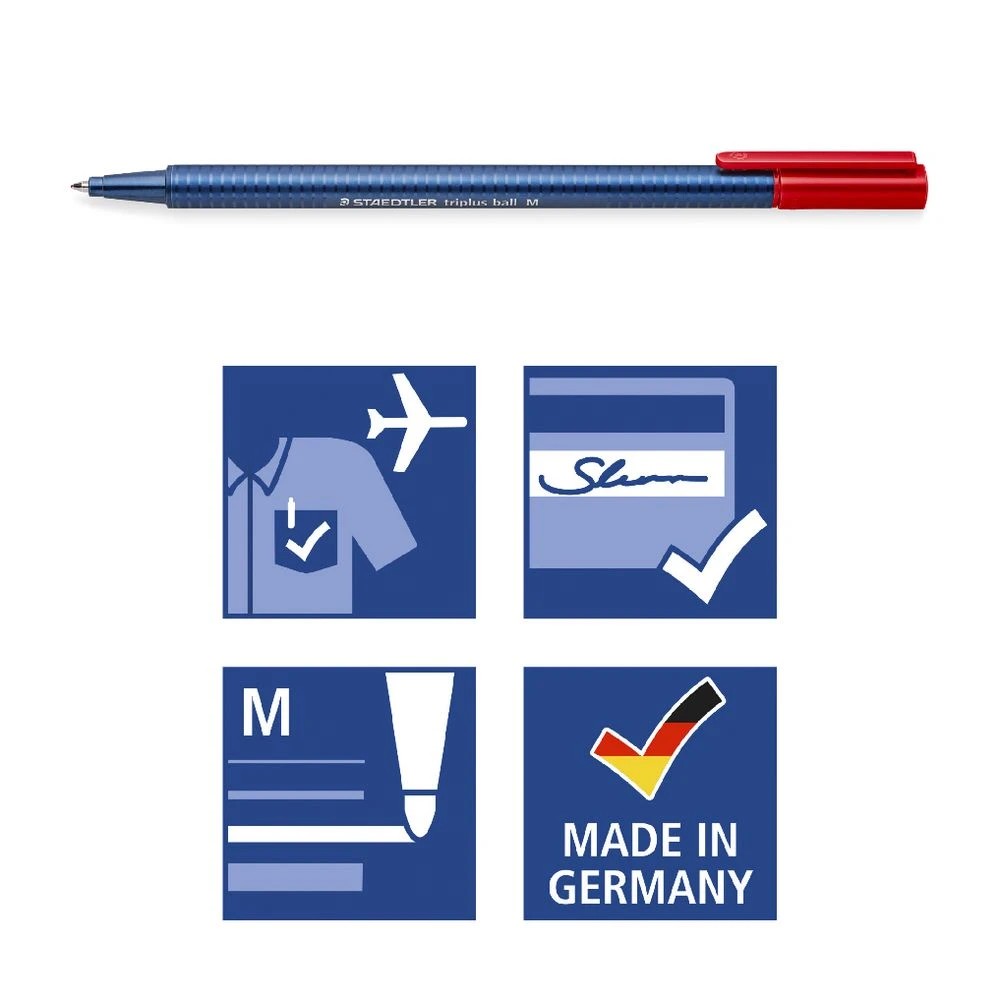 4 Staedtler Triplus 437M Medium Ballpoint Pen Assorted 4 Pack, 4 of 5