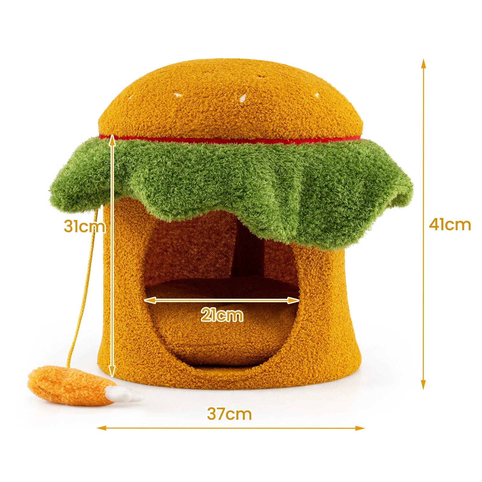 2 Costway Hamburger-Shaped Cat Condo Pet Bed Cave Small Kitten House w/Padded, 2 of 5