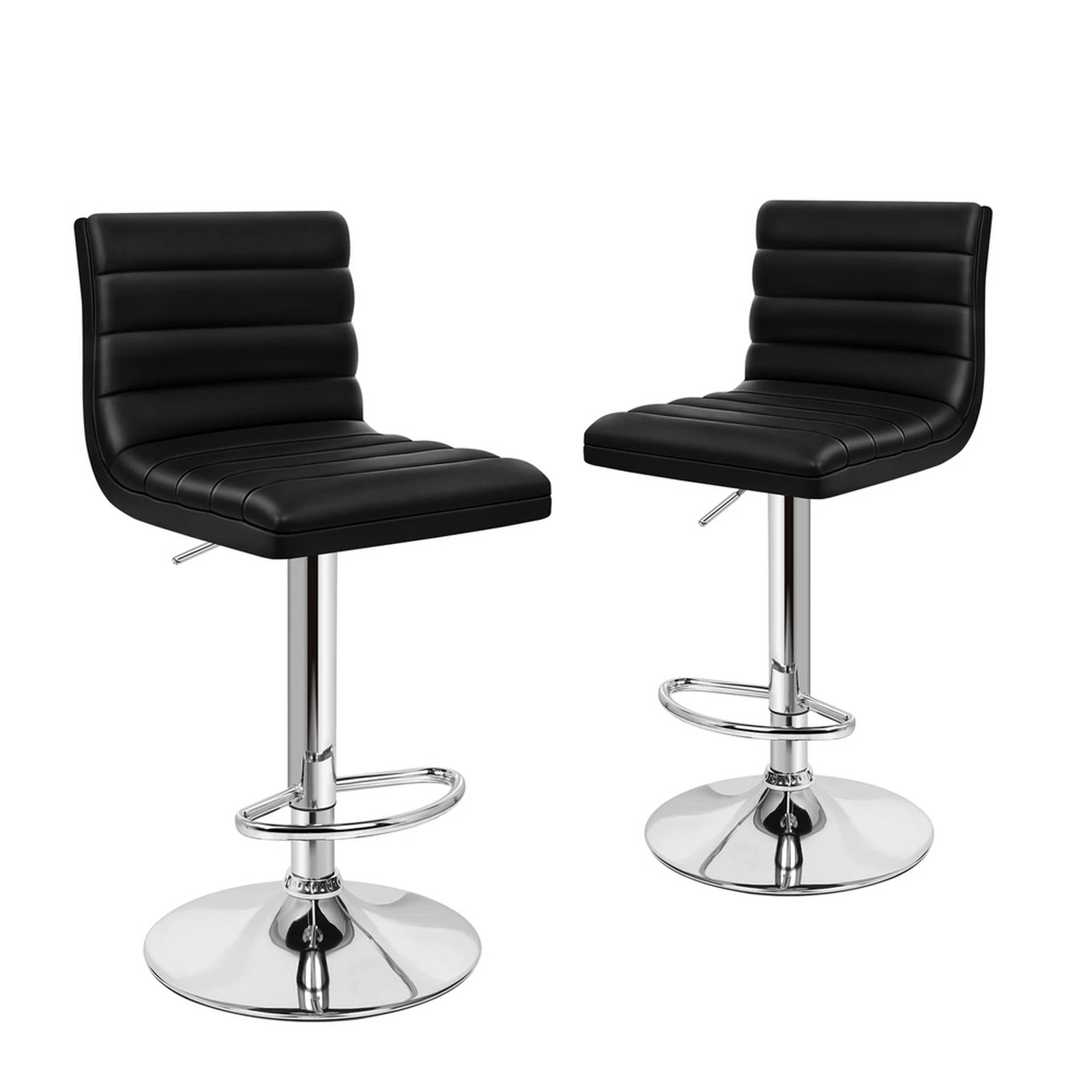 1 Alfordson 2x Bar Stools Ruel Kitchen Swivel Chair Leather Gas Lift - Black, 1 of 7