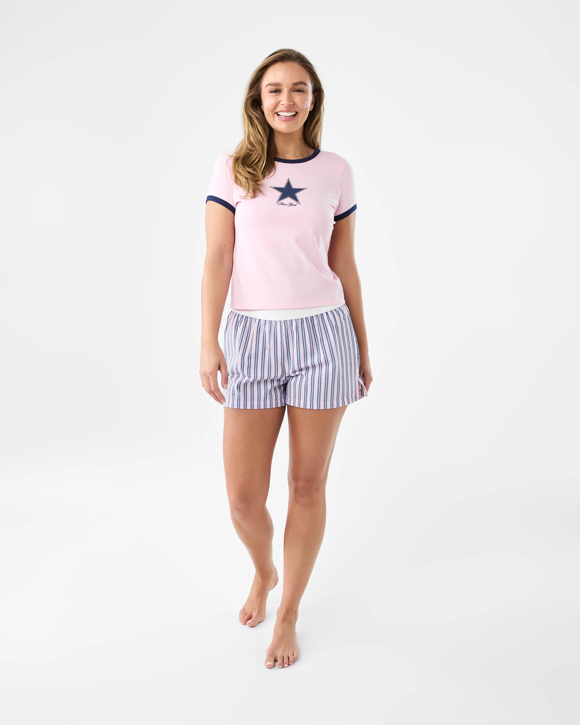 6 Cotton Ringer Sleep T-shirt Star Girl, 6 of 6