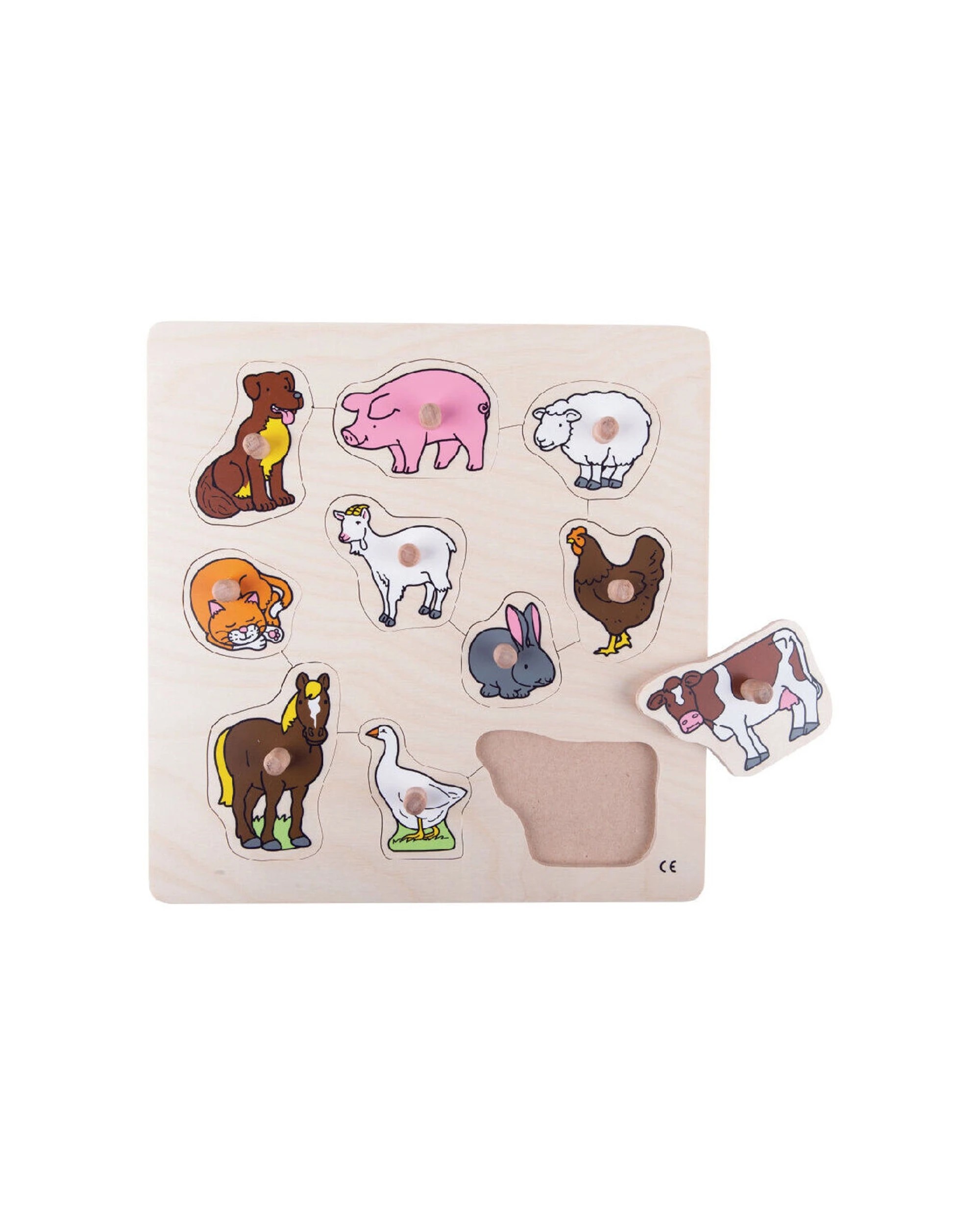 1 Educo Inlay Board Puzzle Farm Motor Skills Toy Educational Toy 3 Years - Brown, 1 of 3