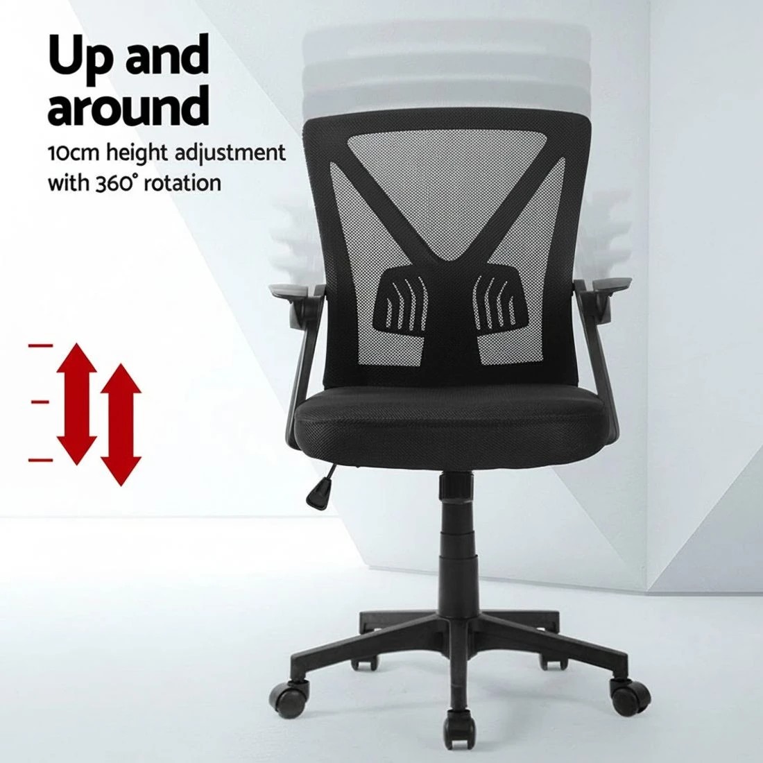 3 Artiss 2x Mesh Office Chair Mid Back - Black, 3 of 5