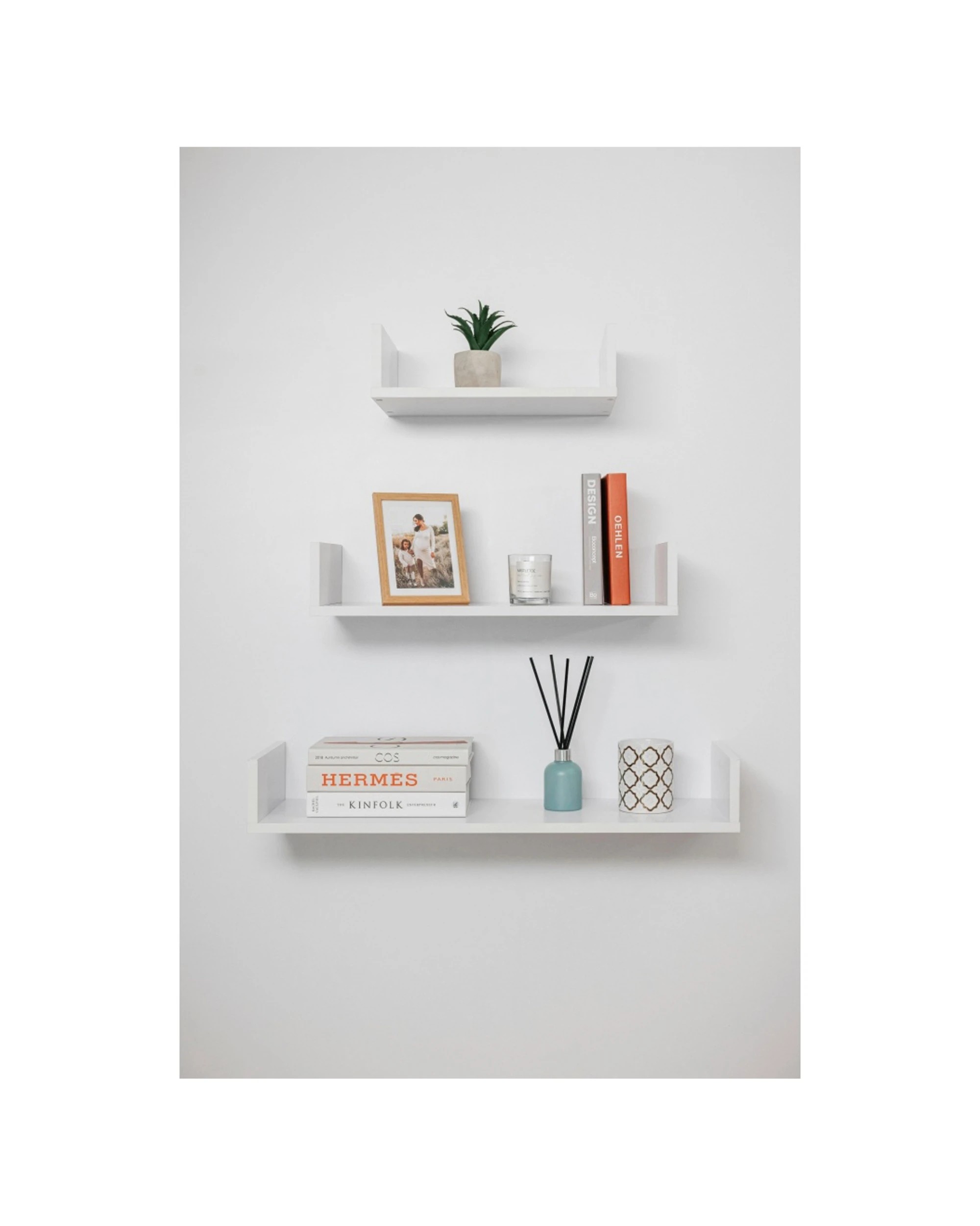 2 European Cabinetry Oslo Three Piece Shelf Set Decorative Display - White, 2 of 2