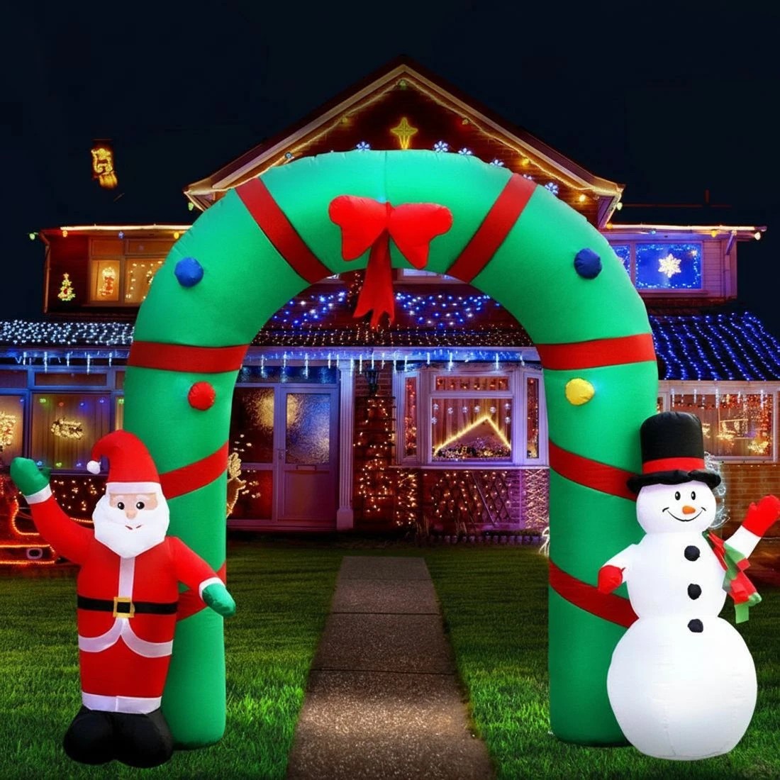 1 Jingle Jollys Christmas Inflatable Archwary 2.8M Illuminated Decorations - Multi, 1 of 7