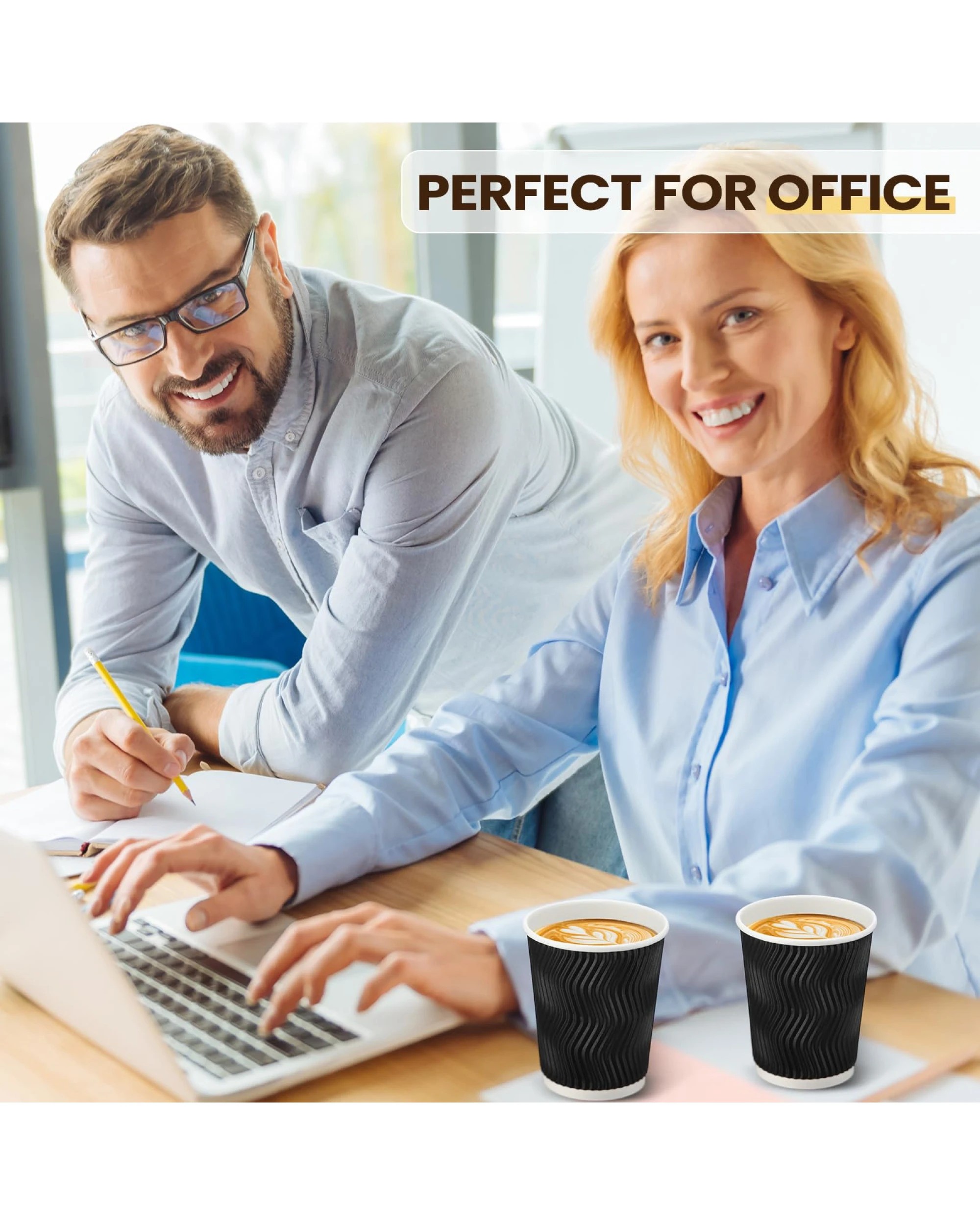 6 BR Home 360 Pack Triple Wall Paper Coffee Cups in Black 8oz, 6 of 6