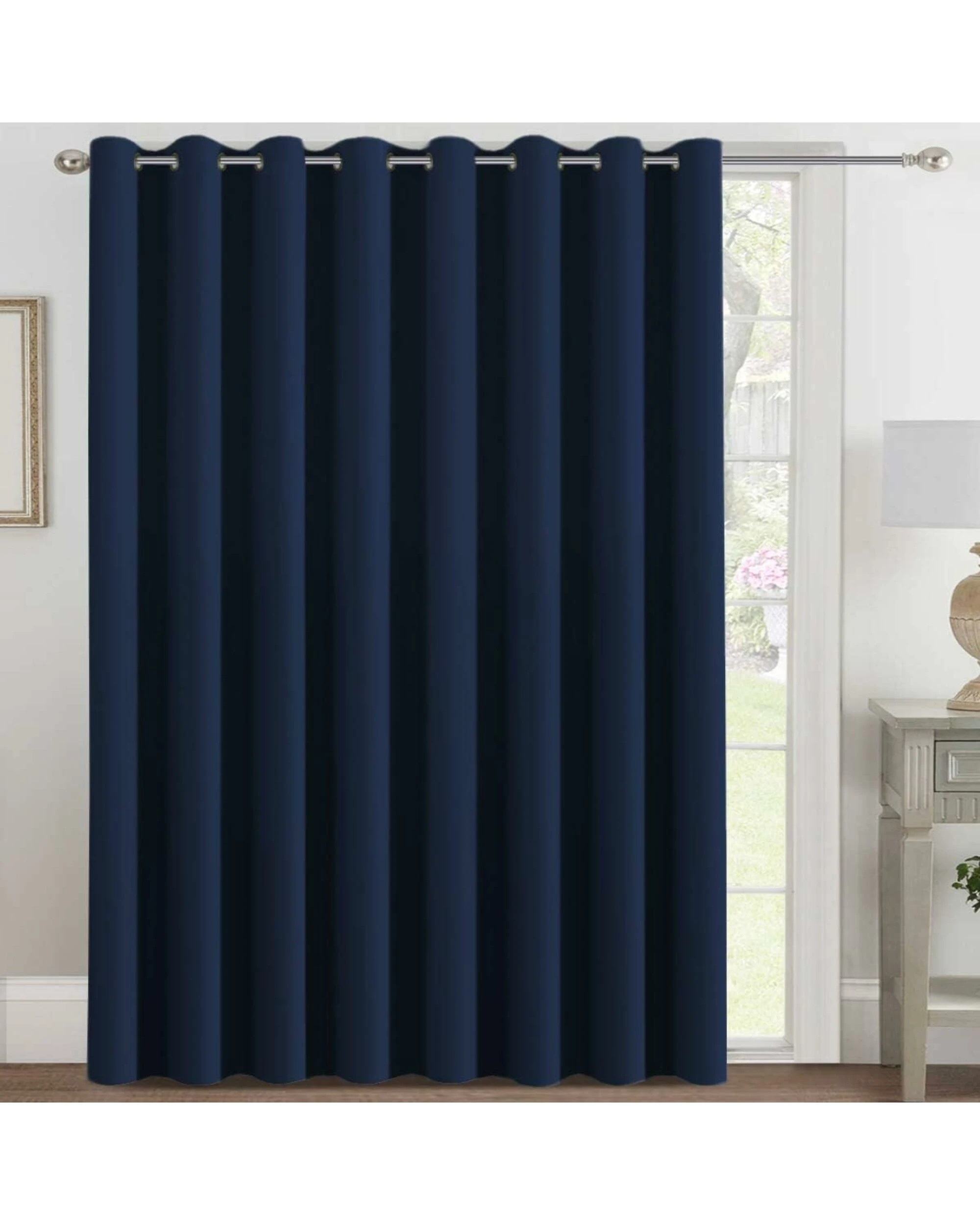 1 Smarcute Wide Blockout Grommet Solid Curtain - 254cm x 213cm - Blue, 1 of 4