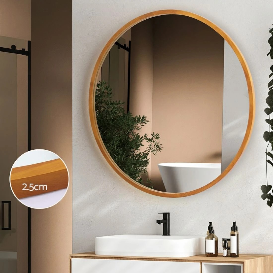 5 Embellir Wall Mirror Wooden Makeup 80cm - Brown, 5 of 5