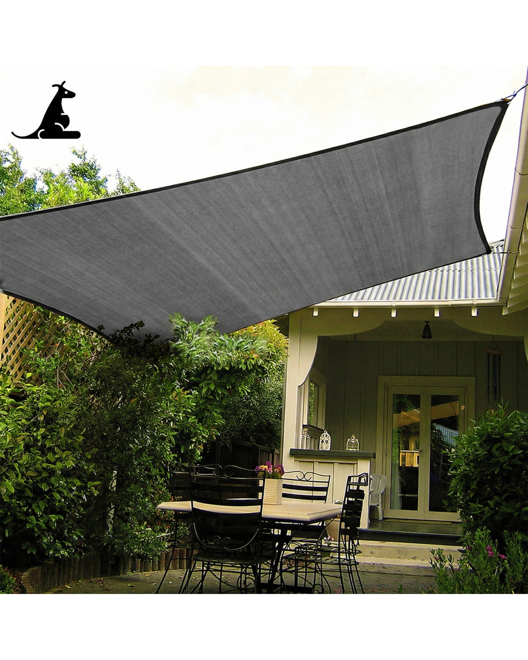 2 Wallaroo 10 x 10M Outdoor Sun Shade Sail Canopy Square - Grey, 2 of 6