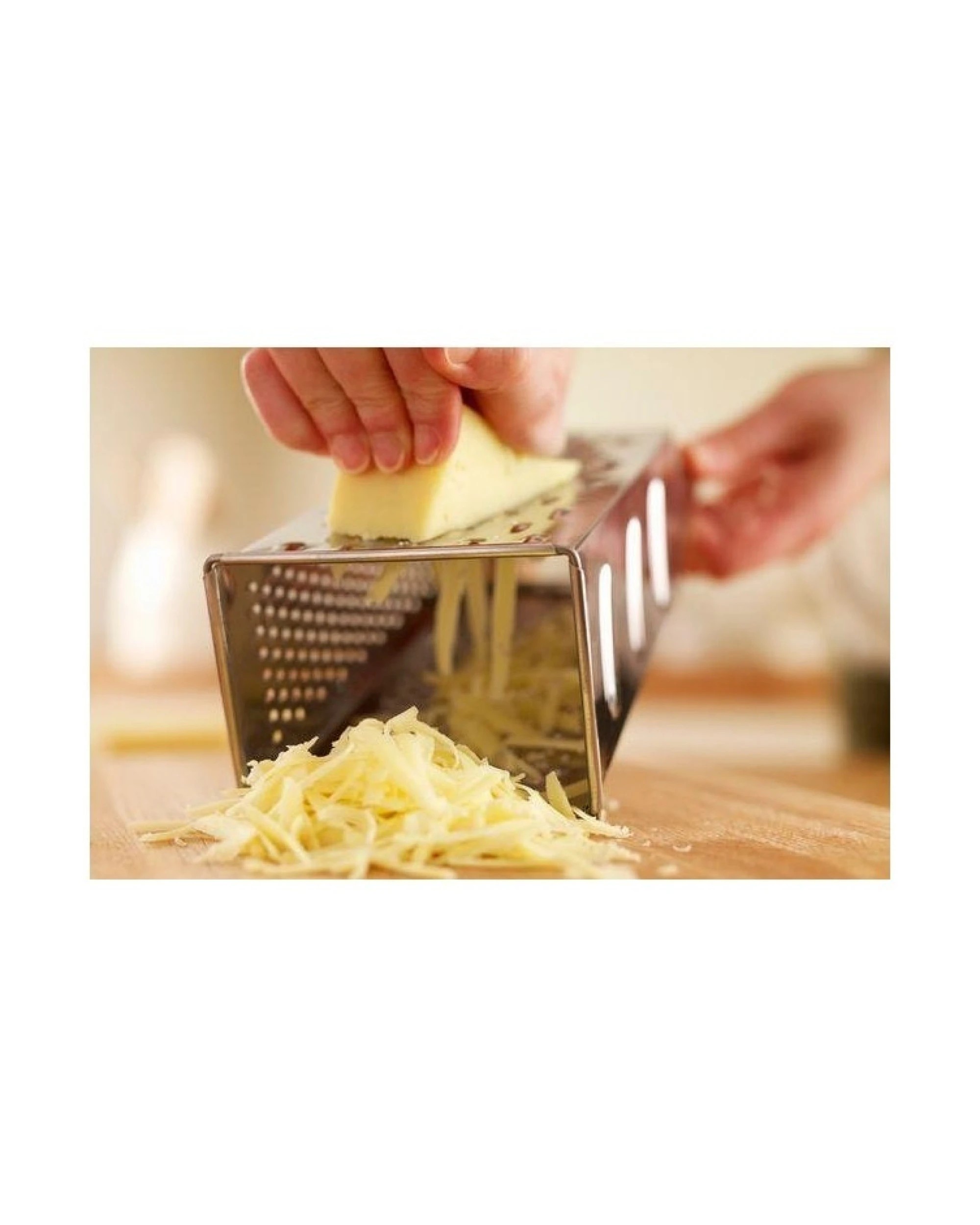 4 Cuisena 4-Sided Stainless Steel Box Grater with White Handle for Cheese and Vegetables - Silver, 4 of 6
