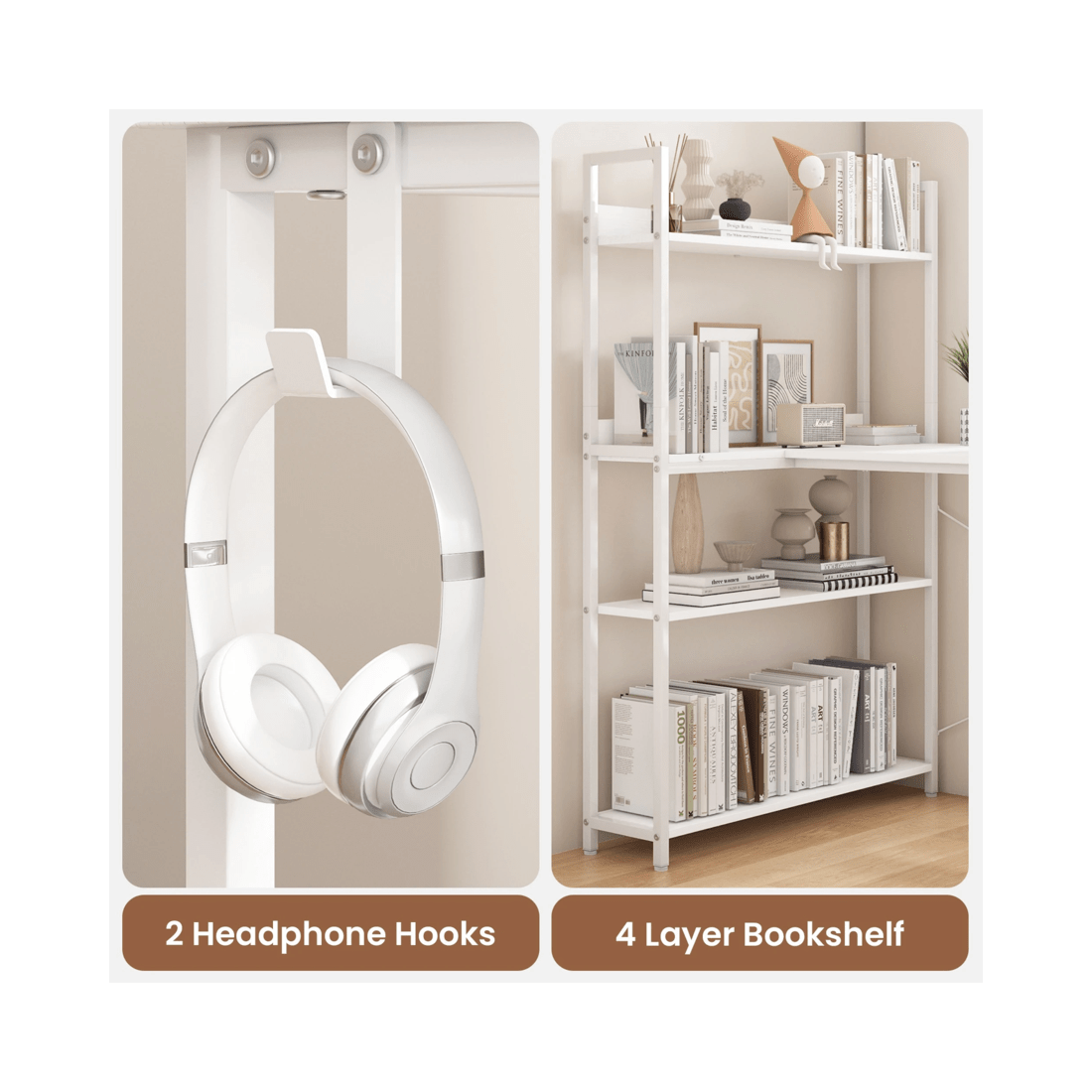 7 Advwin 120cm L Shaped Computer Desk With Reversible Storage Shelves Corner Desk White, 7 of 10