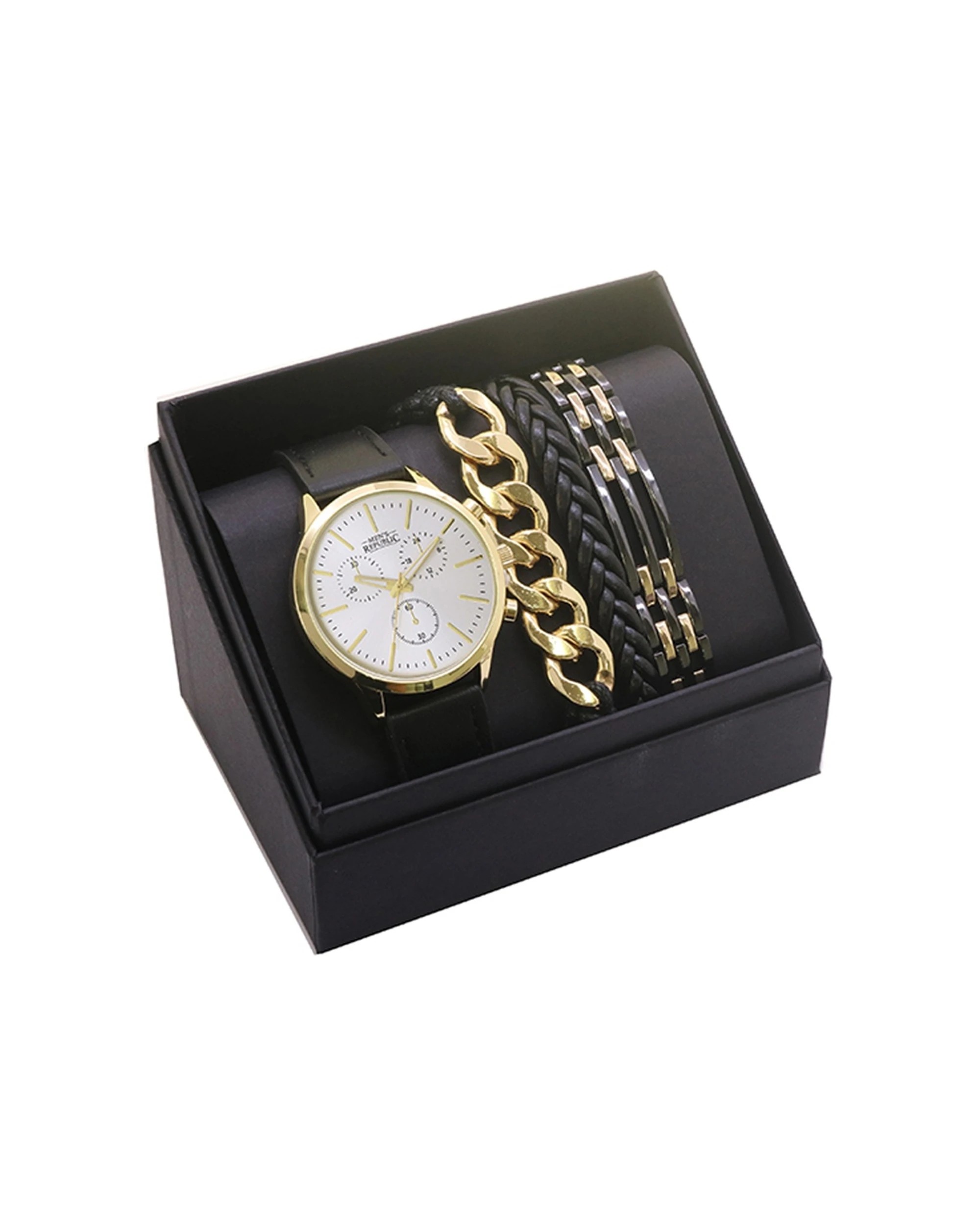 2 Men's Republic 4pc Watch Set With Bracelets Signature Gift - Gold, 2 of 3
