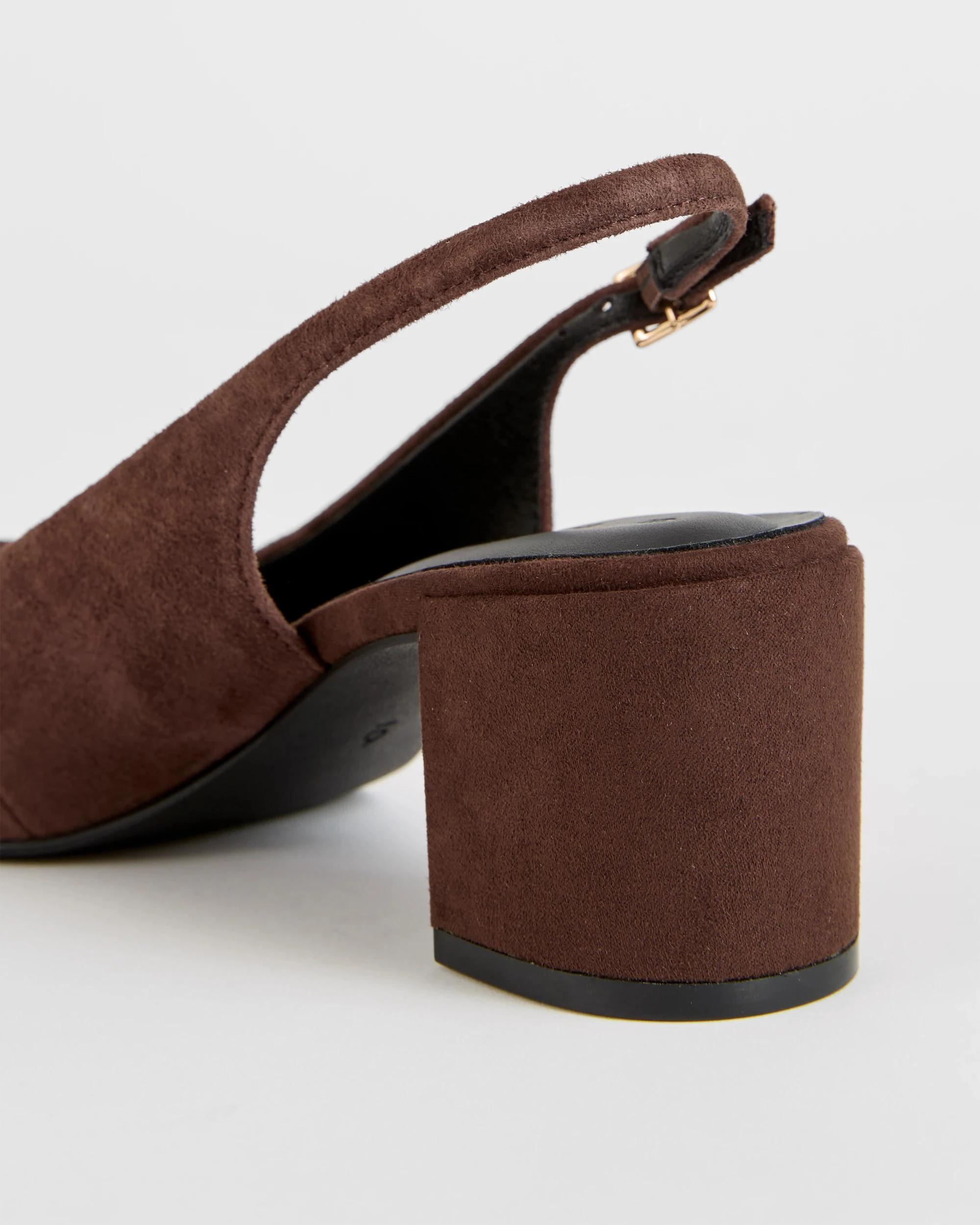 3 Target Womens Genuine Leather Point Block Heel - Daria GENUINE CHOCOLATE SUEDE, 3 of 3