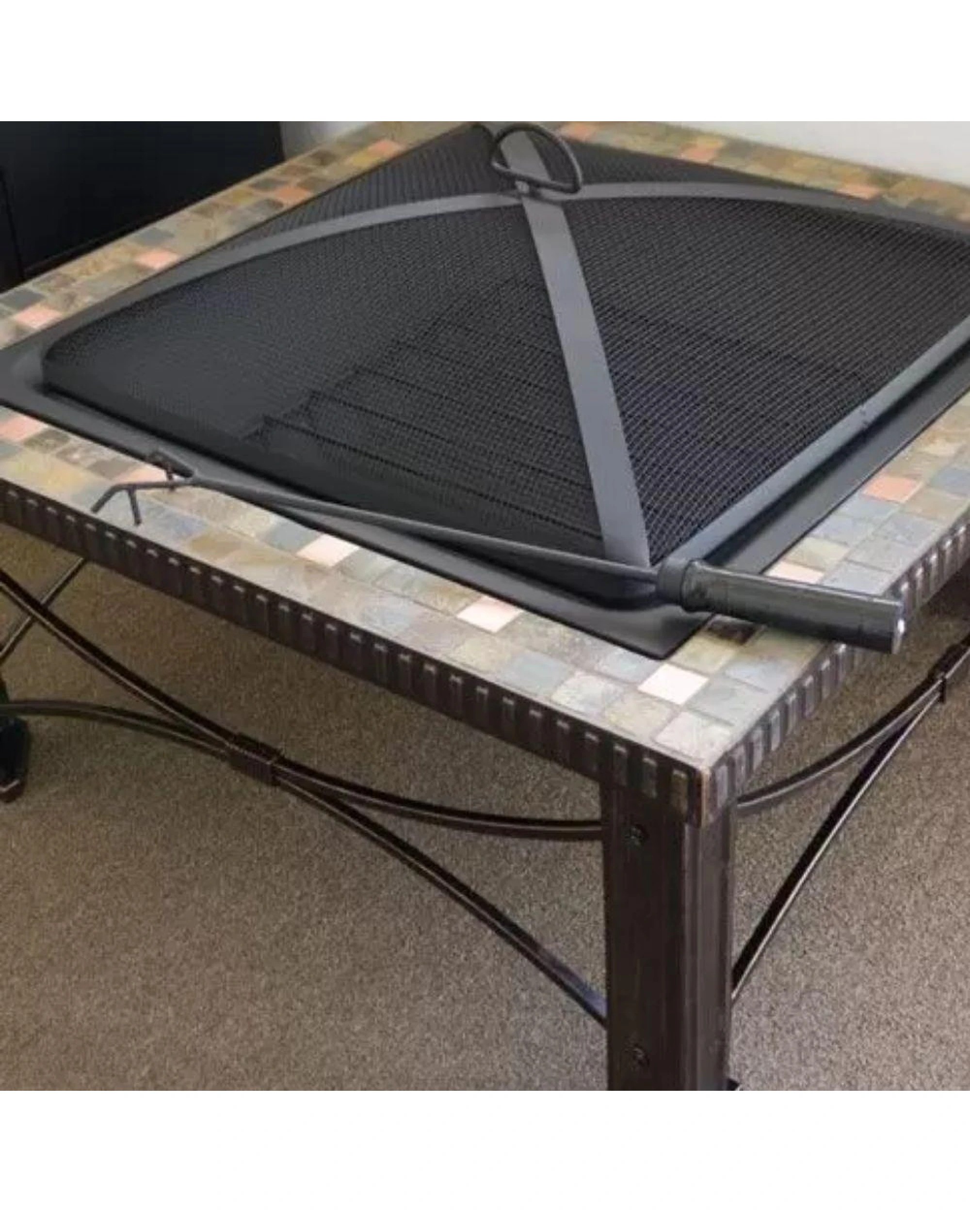 3 Br Home 30" Square Slate Tile Fire Pit Outdoor Patio Heater Fireplace, 3 of 6