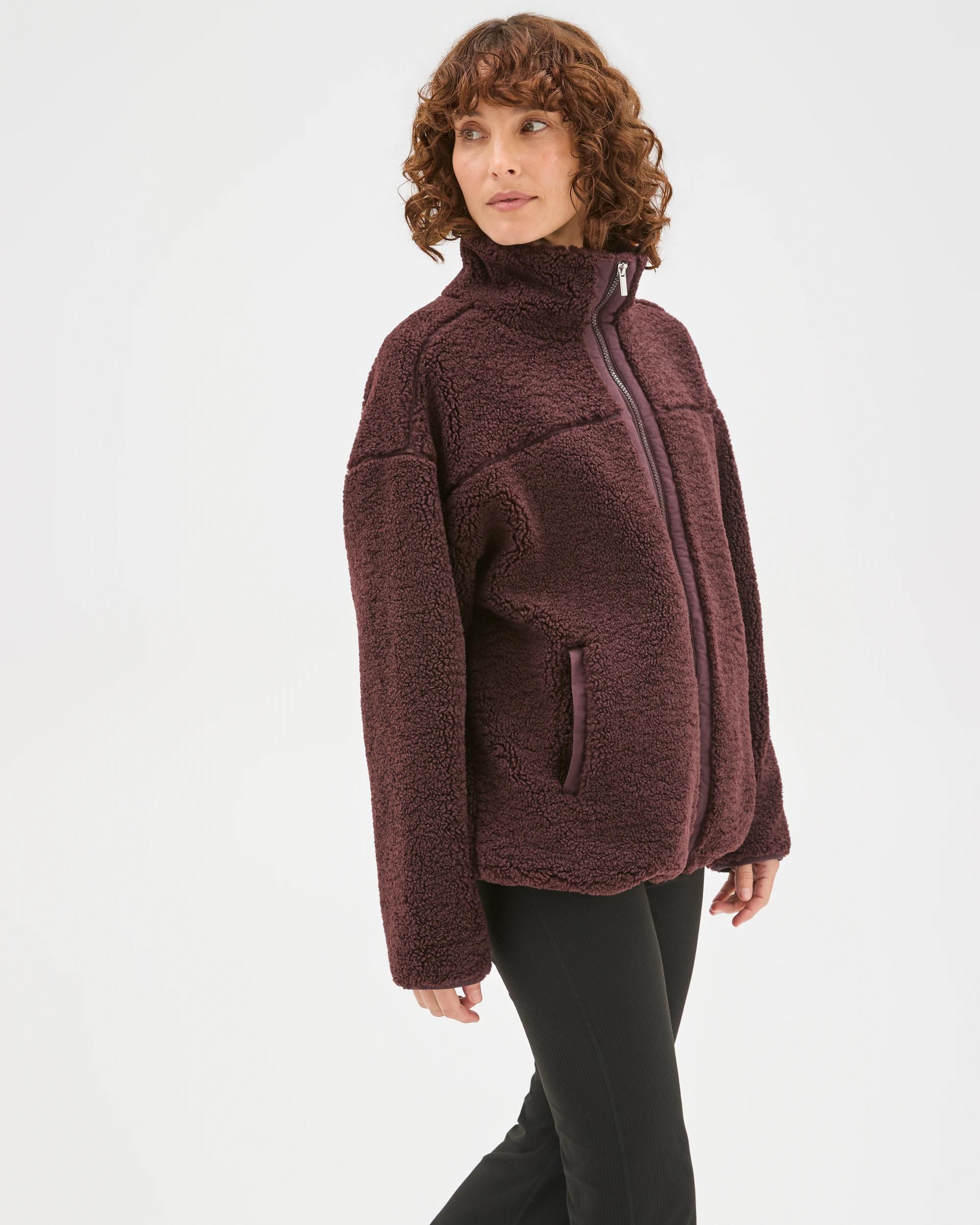 5 Target Woman Relaxed Sherpa Zip Through Jacket RAISIN, 5 of 6