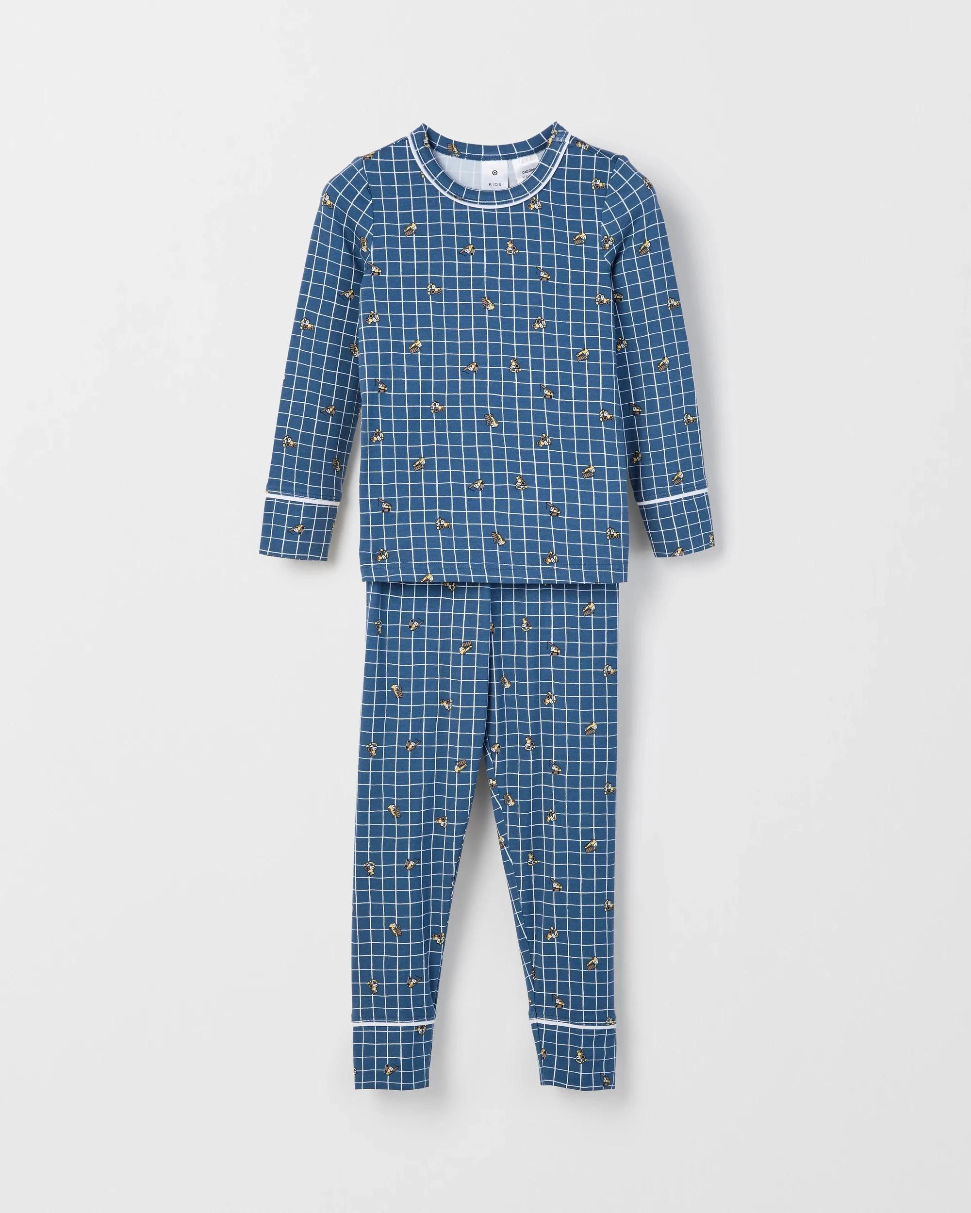 8 Target Kids Bamboo Younger Boys Long Sleeve Top and Pants Pyjama Set BLUE CONSTRUCTION, 8 of 10