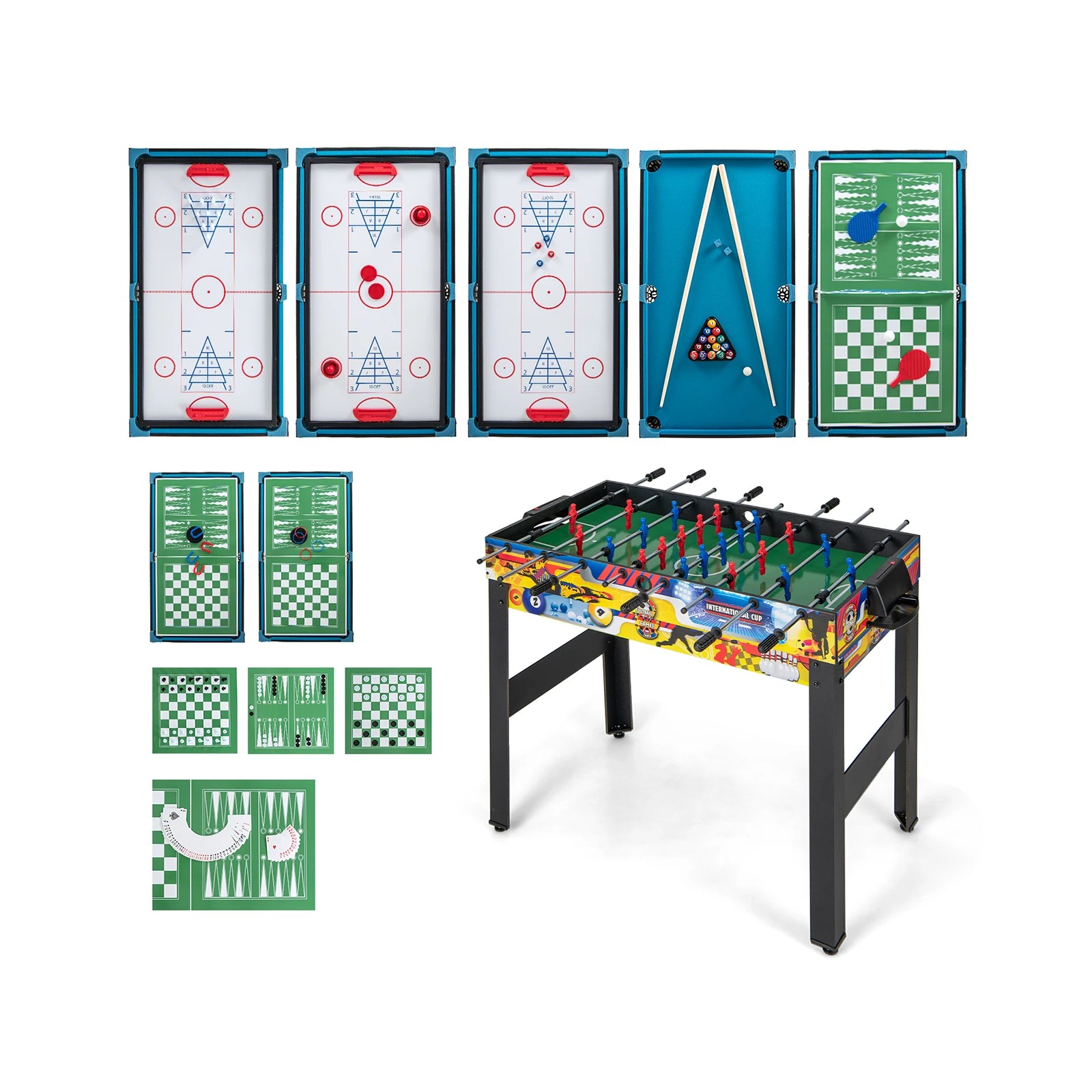 1 Costway 12-in-1 Combo Game Table Set w/Foosball Air Hockey Ping Pong Bowling Chess Shuffleboard Pool, 1 of 1