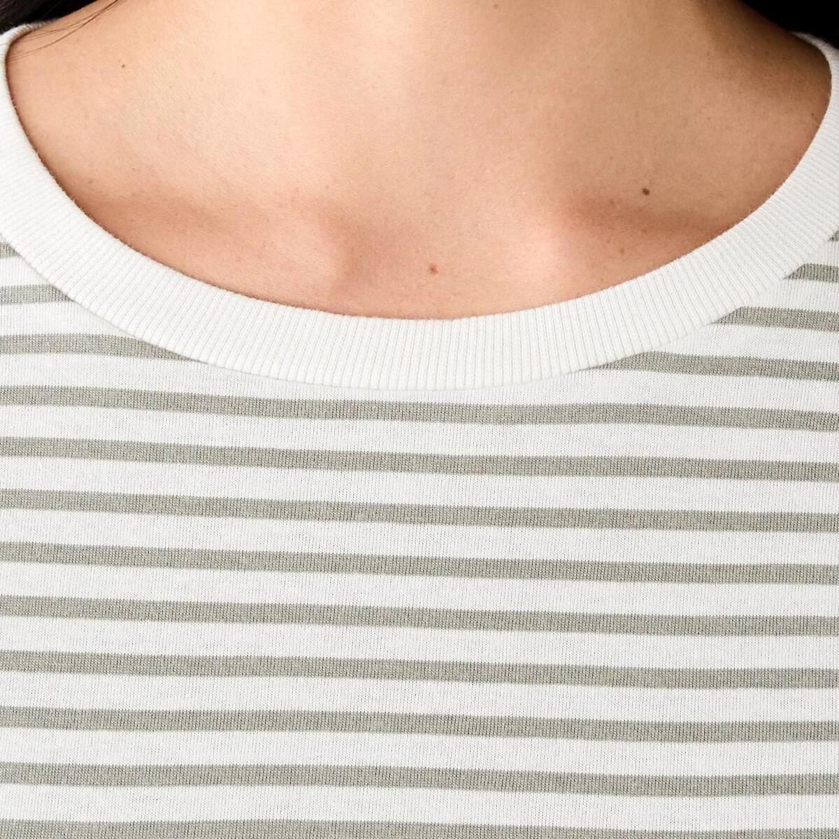 5 Long Sleeve Cotton Modal T-shirt 2 TONE STRIPE STRIPE SOFT KHAKI, 5 of 6