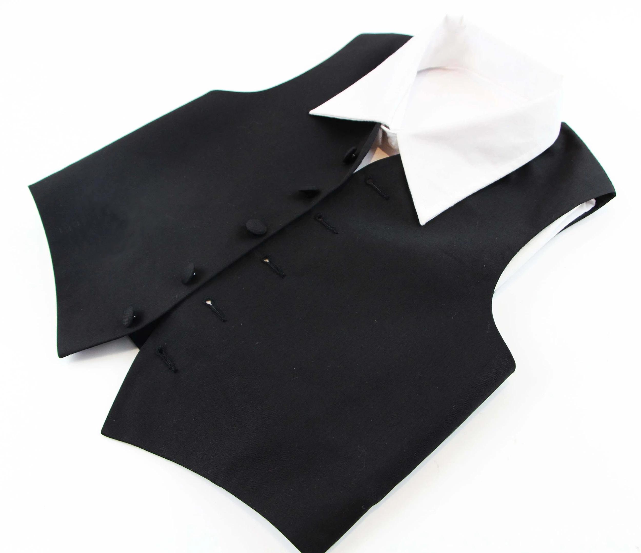3 Zasel Boys Junior Cotton Vest Adjustable Waistcoast & Matching Bow Tie Set BLACK, 3 of 9