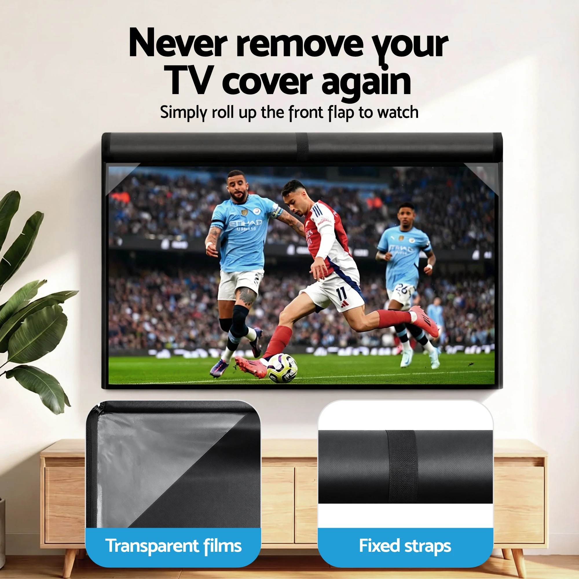 5 Artiss 55-58 Inch TV Cover Waterproof Outdoor Patio Flat Television Protector - Black, 5 of 6