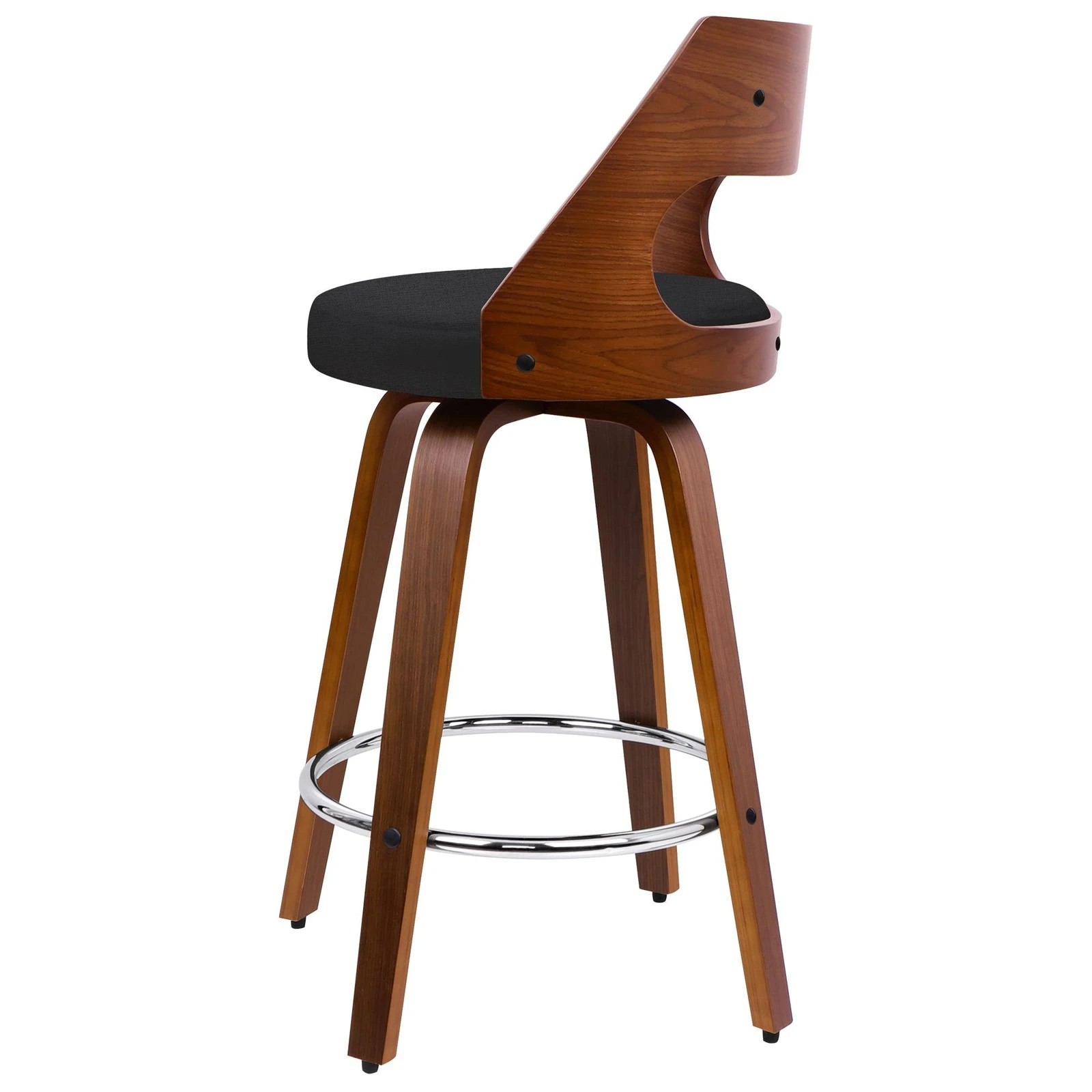 3 Alfordson 4x Swivel Bar Stools Eden Kitchen Wooden Dining Chair - Black, 3 of 10