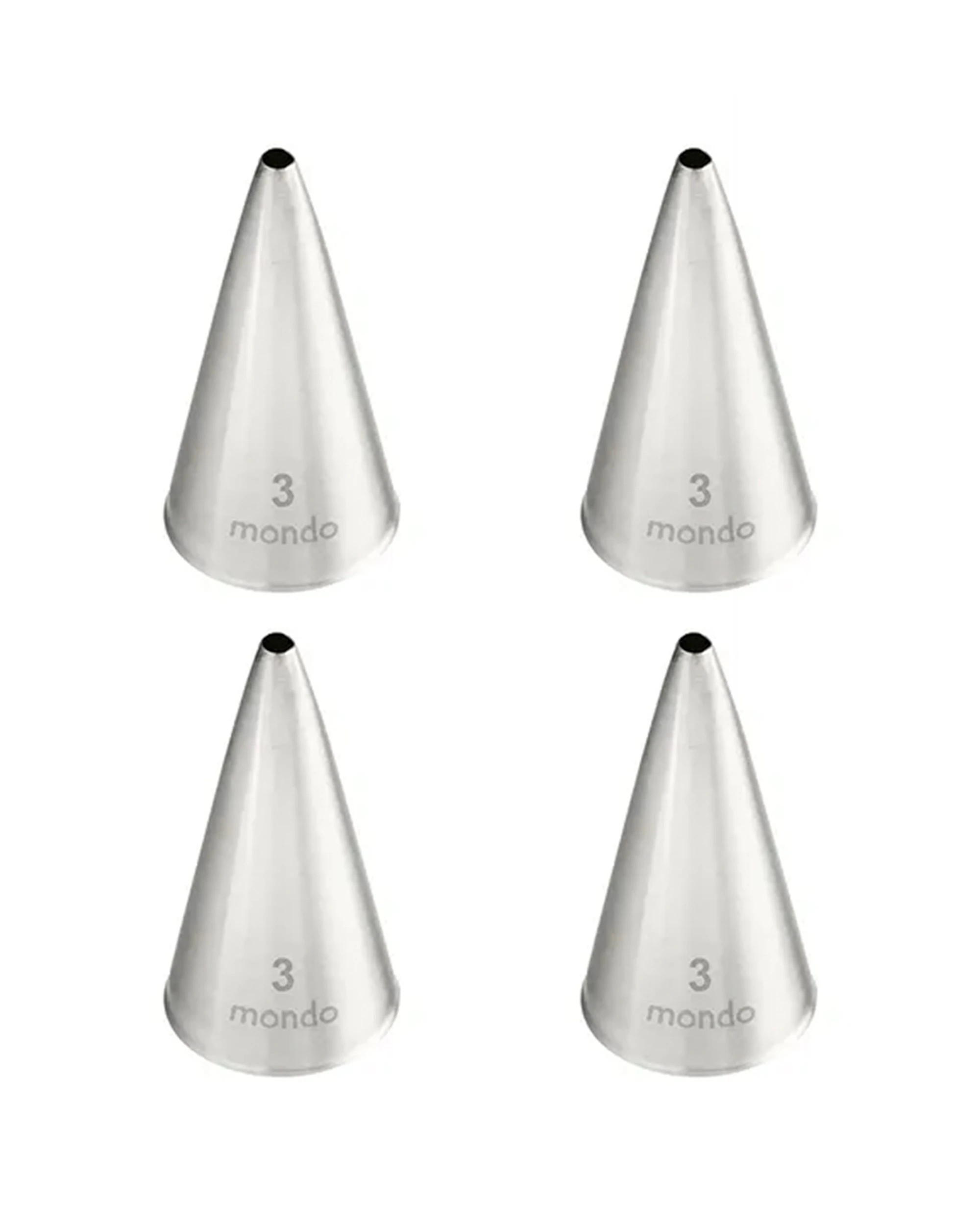 1 Mondo 4PK 3 Round Piping Tip Stainless Steel Seamless Durable Construction Cake Decorating Tool - Silver, 1 of 3