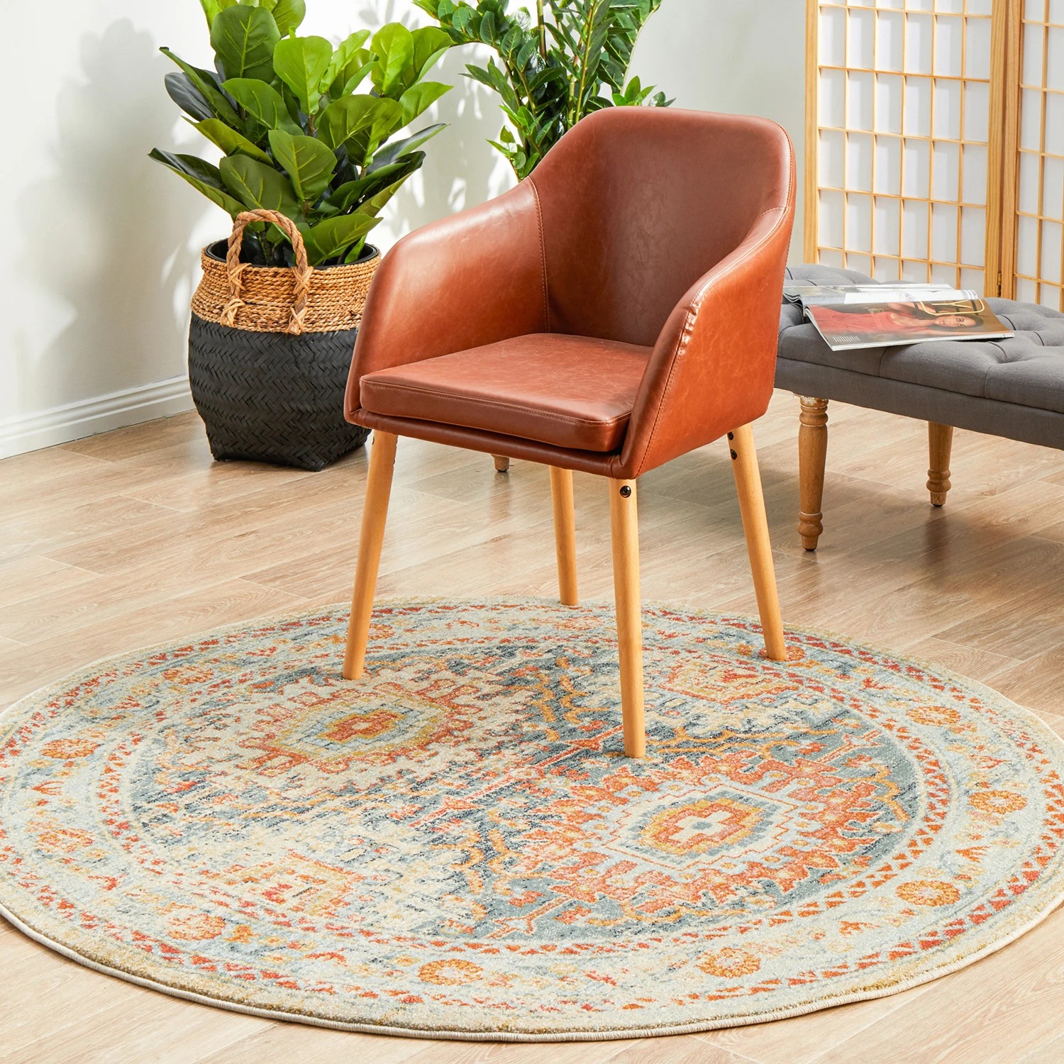 3 Common Ground Rugs Eterna 853 200x200cm - Medium Round Power Loomed Pet Friendly Rug - Gold, 3 of 8