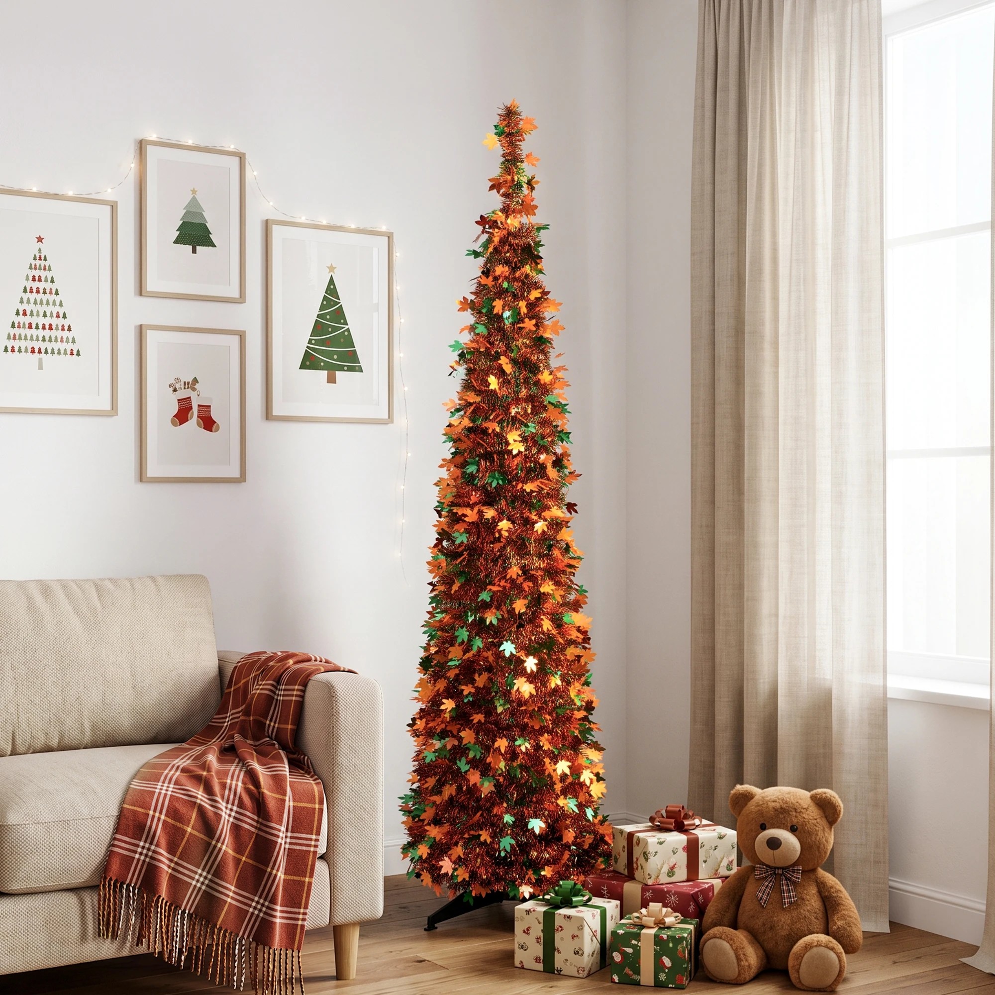 4 Jingle Jollys 160cm Pop Up Christmas Tree Artificial Christmas Tree Golden Maple Leaf - Multi, 4 of 8