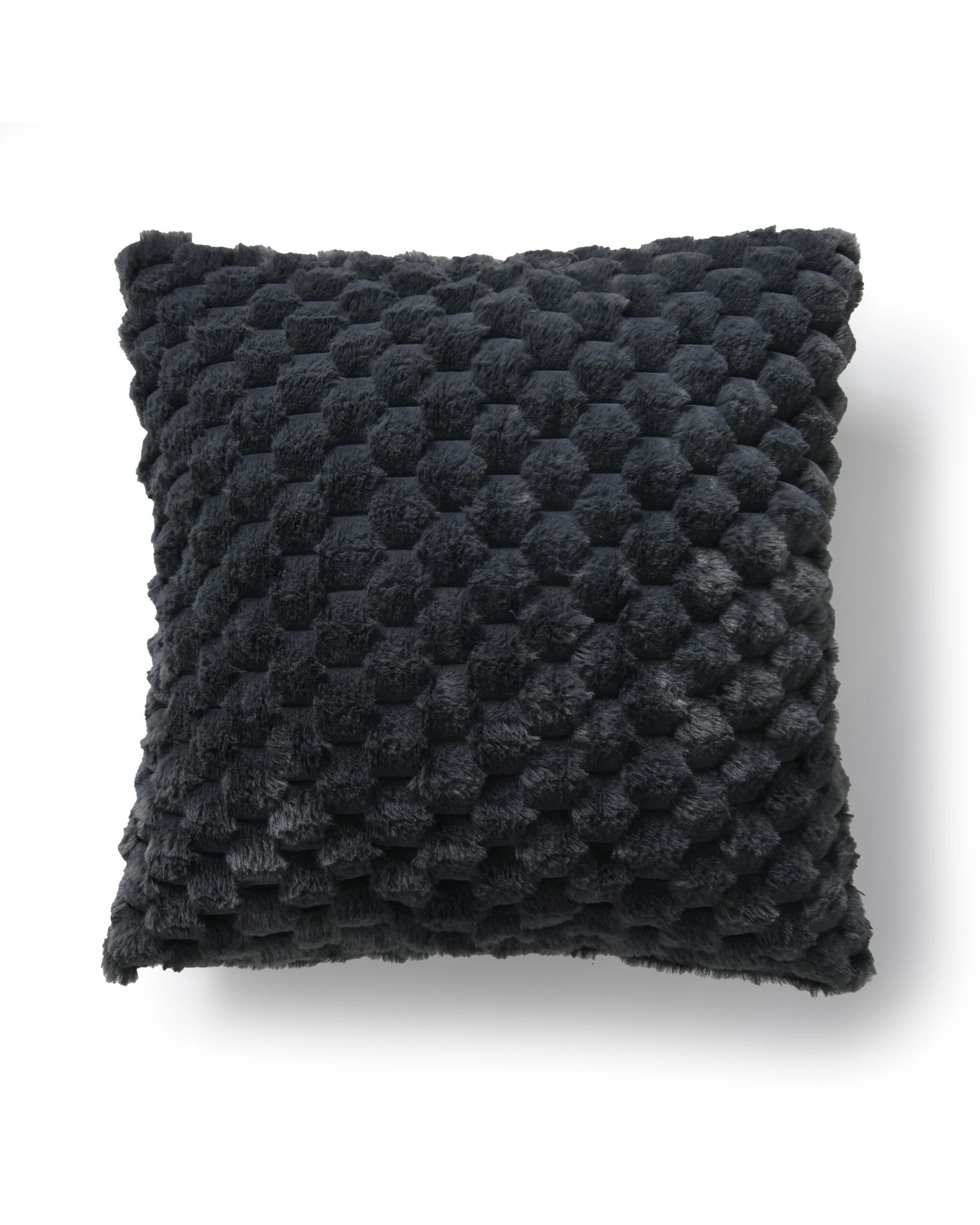 1 Dreamaker Emmett Textured Faux Fur Cushion 50x50cm - Charcoal, 1 of 6