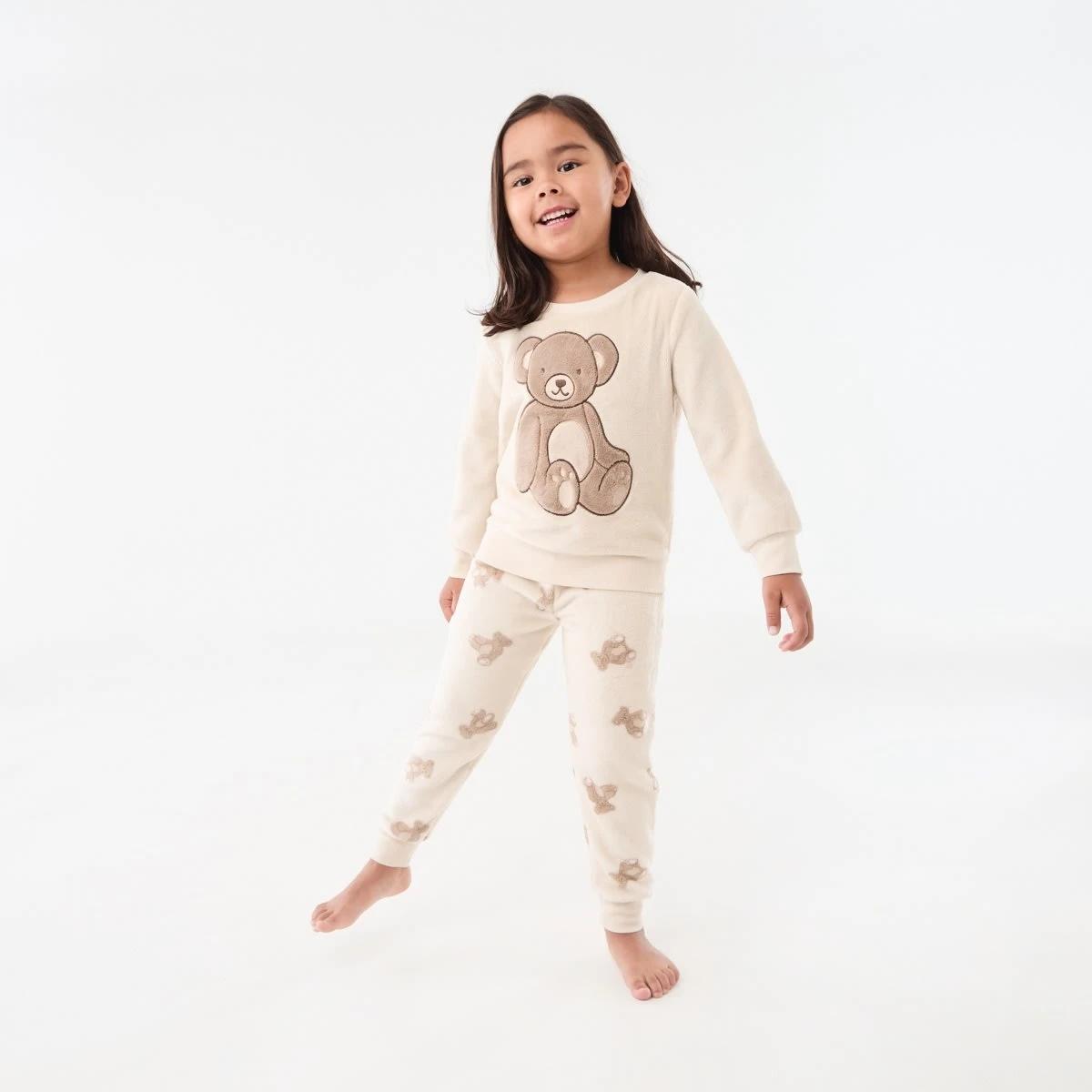 1 Family Matching Fluffy Pyjama Set Beige Bear, 1 of 8