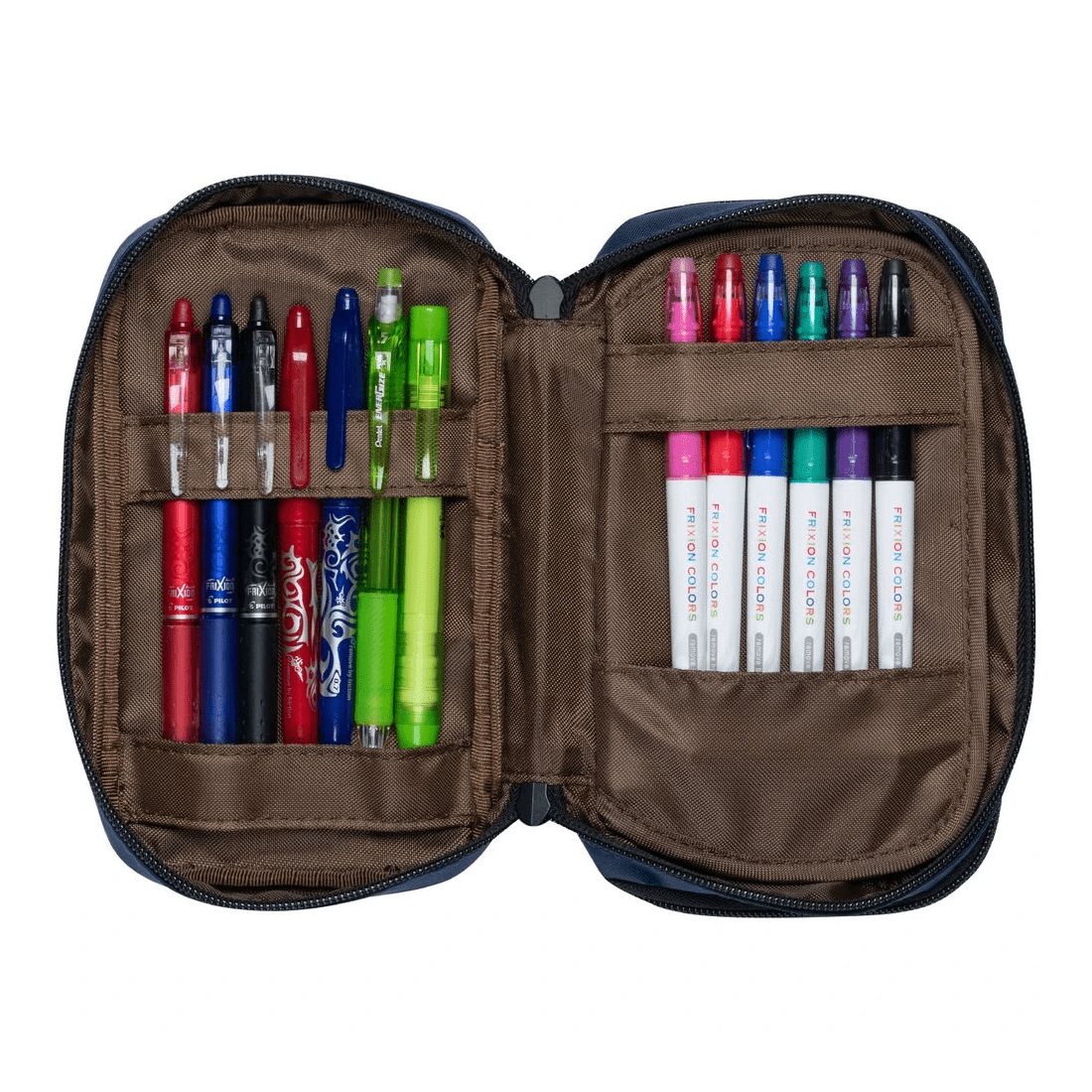 3 Lihit Lab Double Zip Mutli Compartment Pencil Case Navy, 3 of 5