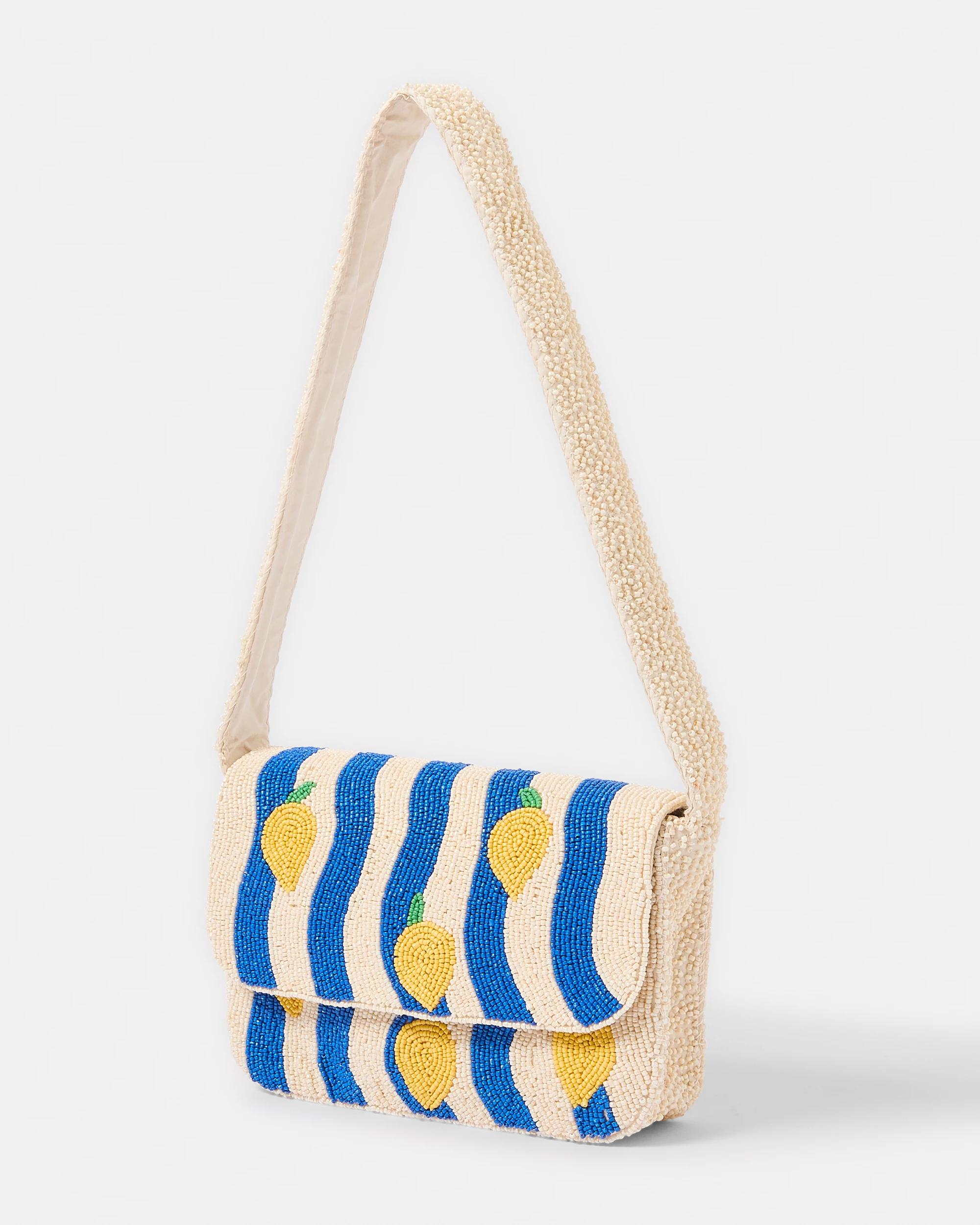 2 Beaded Shoulder Bag Lemon Strp, 2 of 6