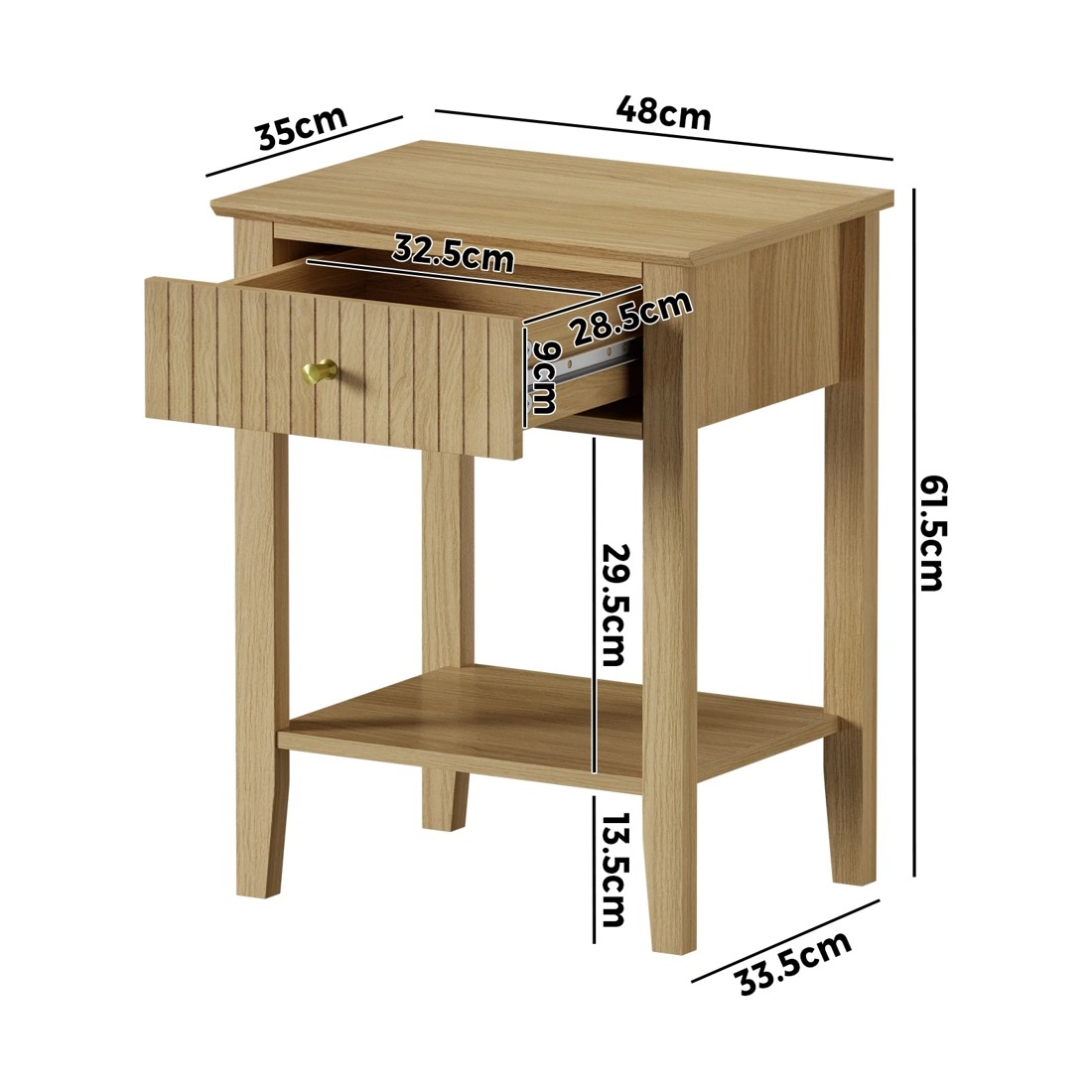 10 Oikiture Bedside Table With Drawer Side End Table Open Shelf Nightstand
 - Natural, 10 of 10