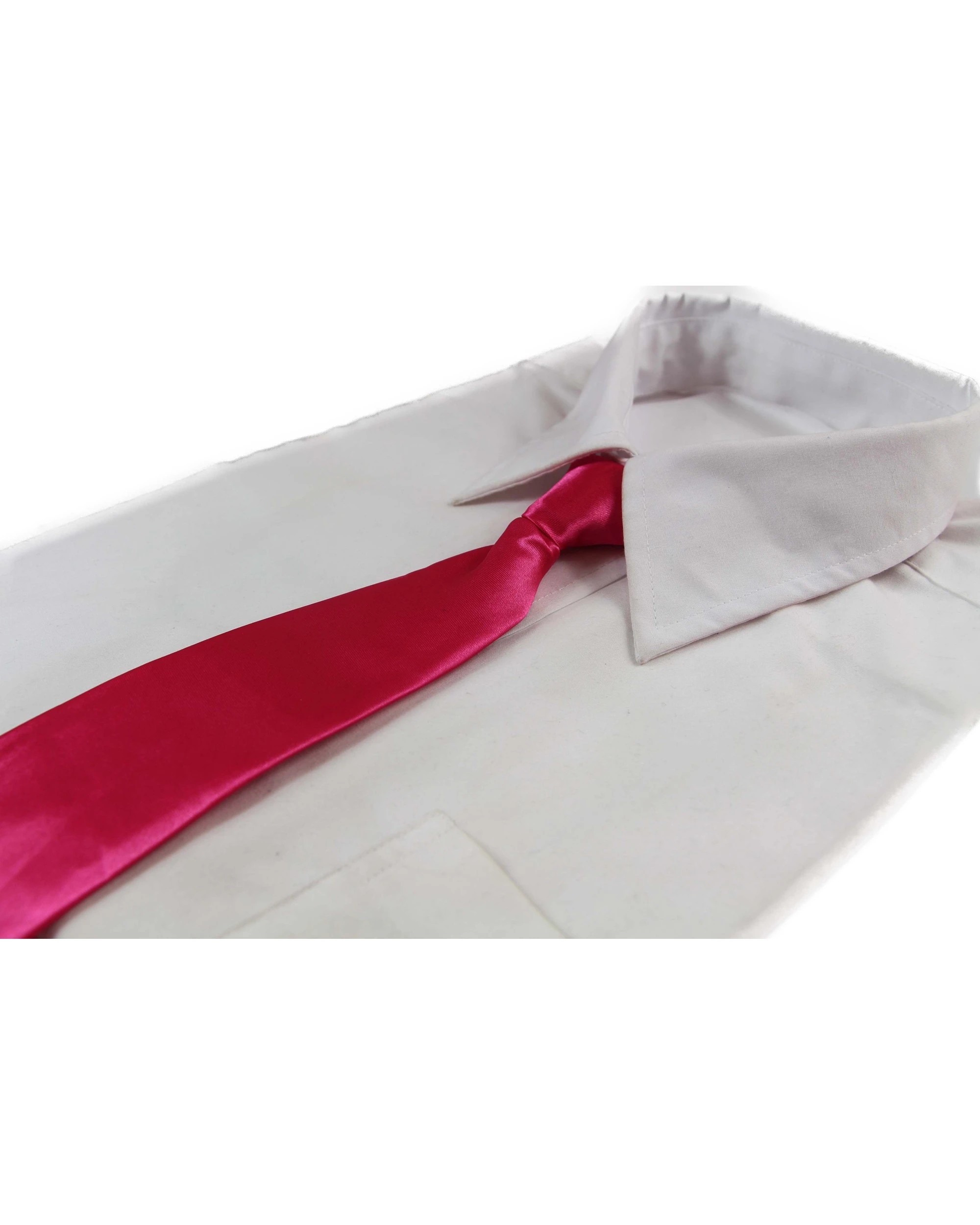 1 Zasel Kids Boys Hot Pink Elastic Plain Neck Tie, 1 of 1