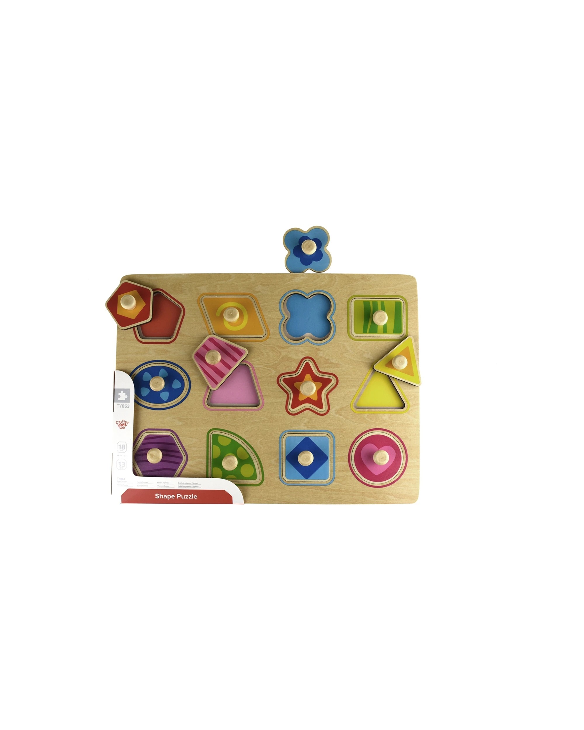 3 Tooky Toy Wooden Shape Peg Kids Toddler Learning Play Puzzle Board 30cm - Multi, 3 of 3