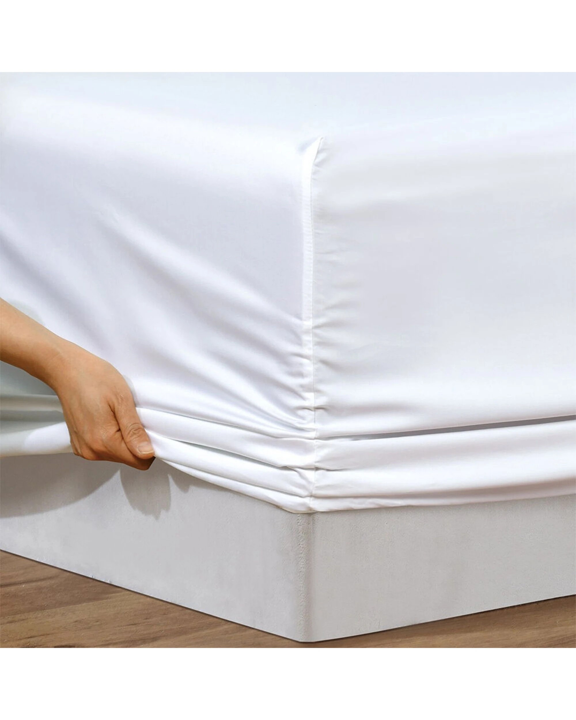 7 Bianca Rosebank 500TC Bamboo Cotton Sateen Blend Sheet Set With 2 Pillowcases - Super King Bed - White, 7 of 7