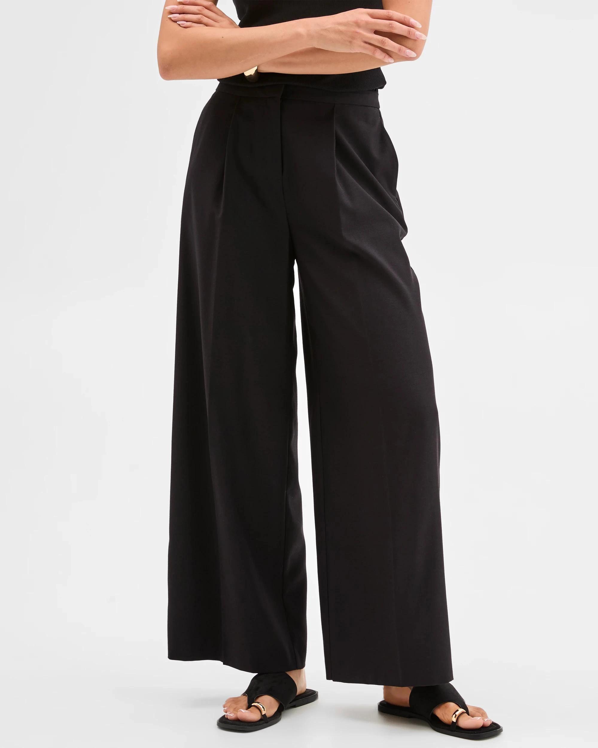 3 Lily Loves Wide Leg Tailored Pants BLACK, 3 of 6