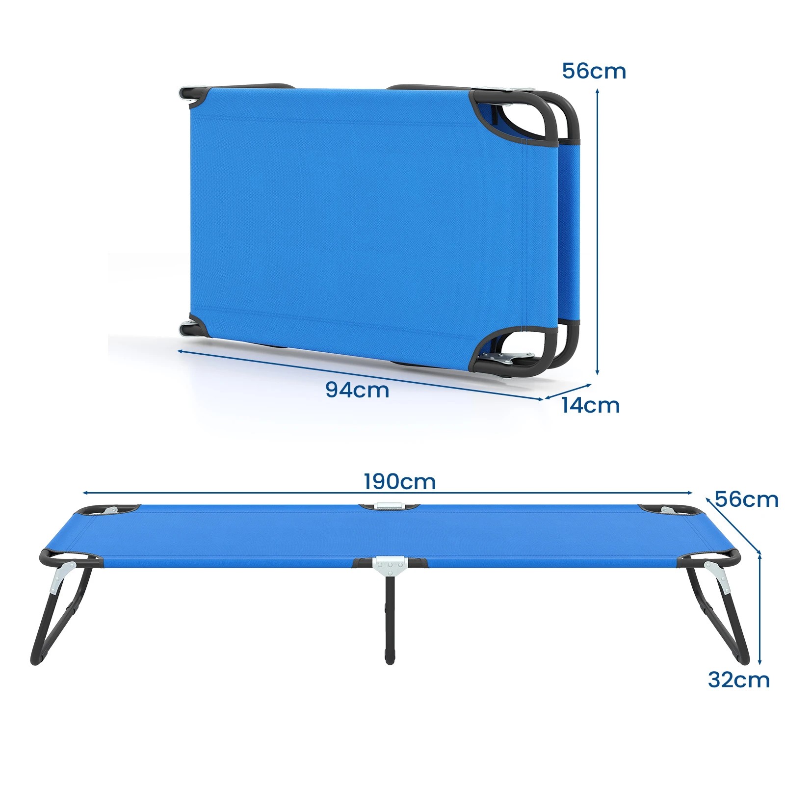 2 Costway 190cm Folding Camping Bed Lightweight Sleeping Cot Bed - Blue, 2 of 4