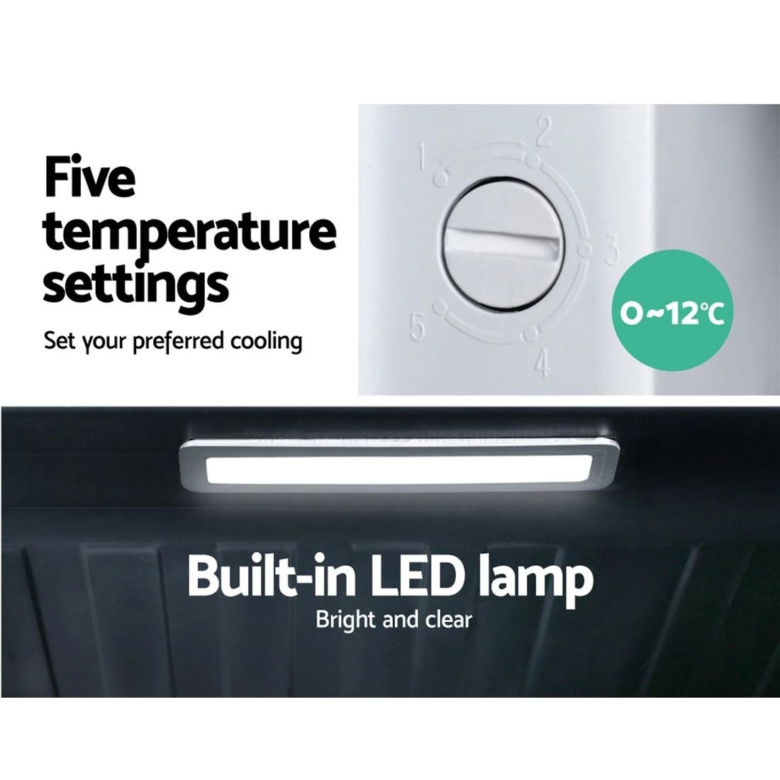 8 Devanti 70L Bar Fridge Glass Door w/Light - Black, 8 of 8