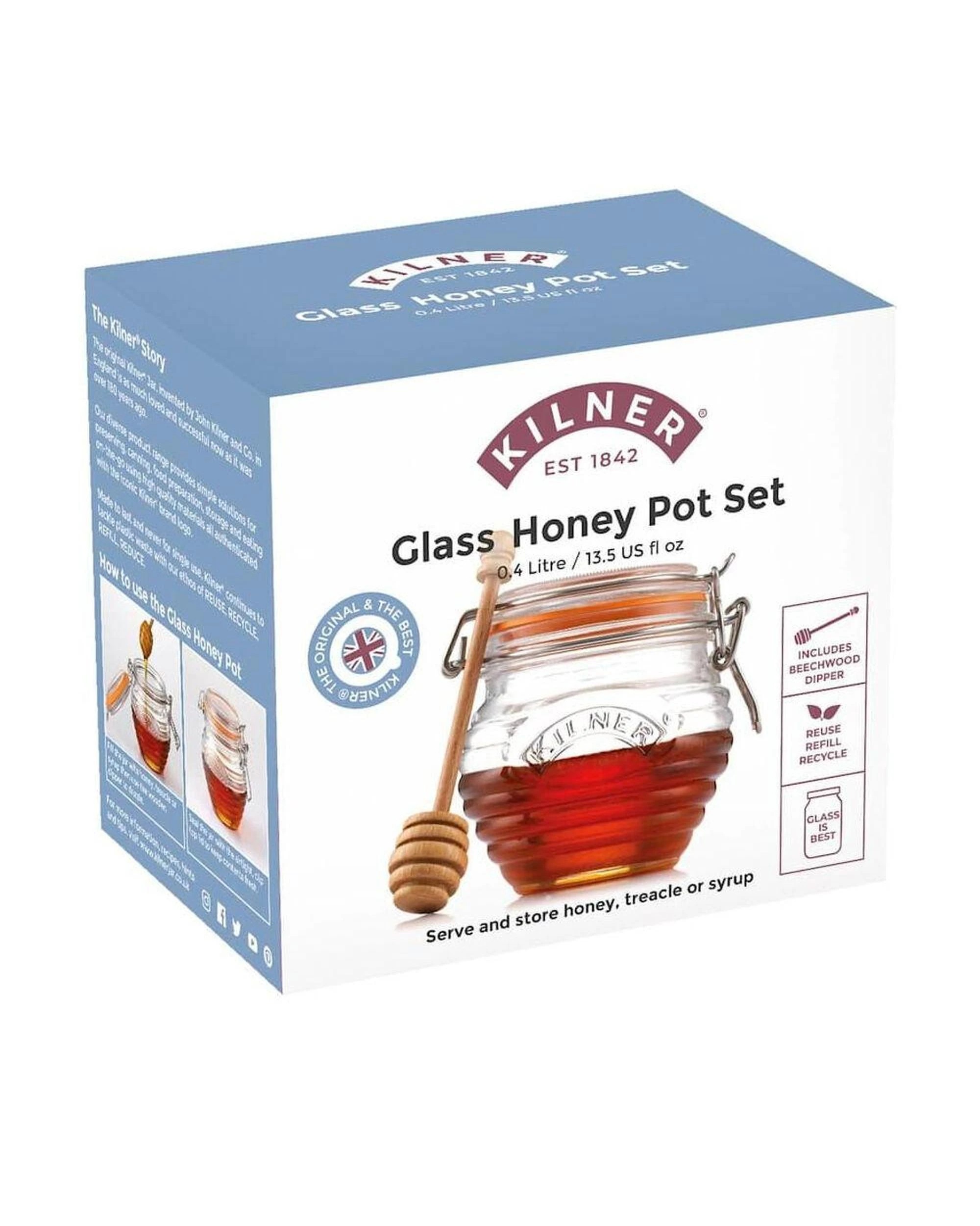 7 Kilner Honey Pot with Beechwood Dipper 400ml  Set of 2, 7 of 7