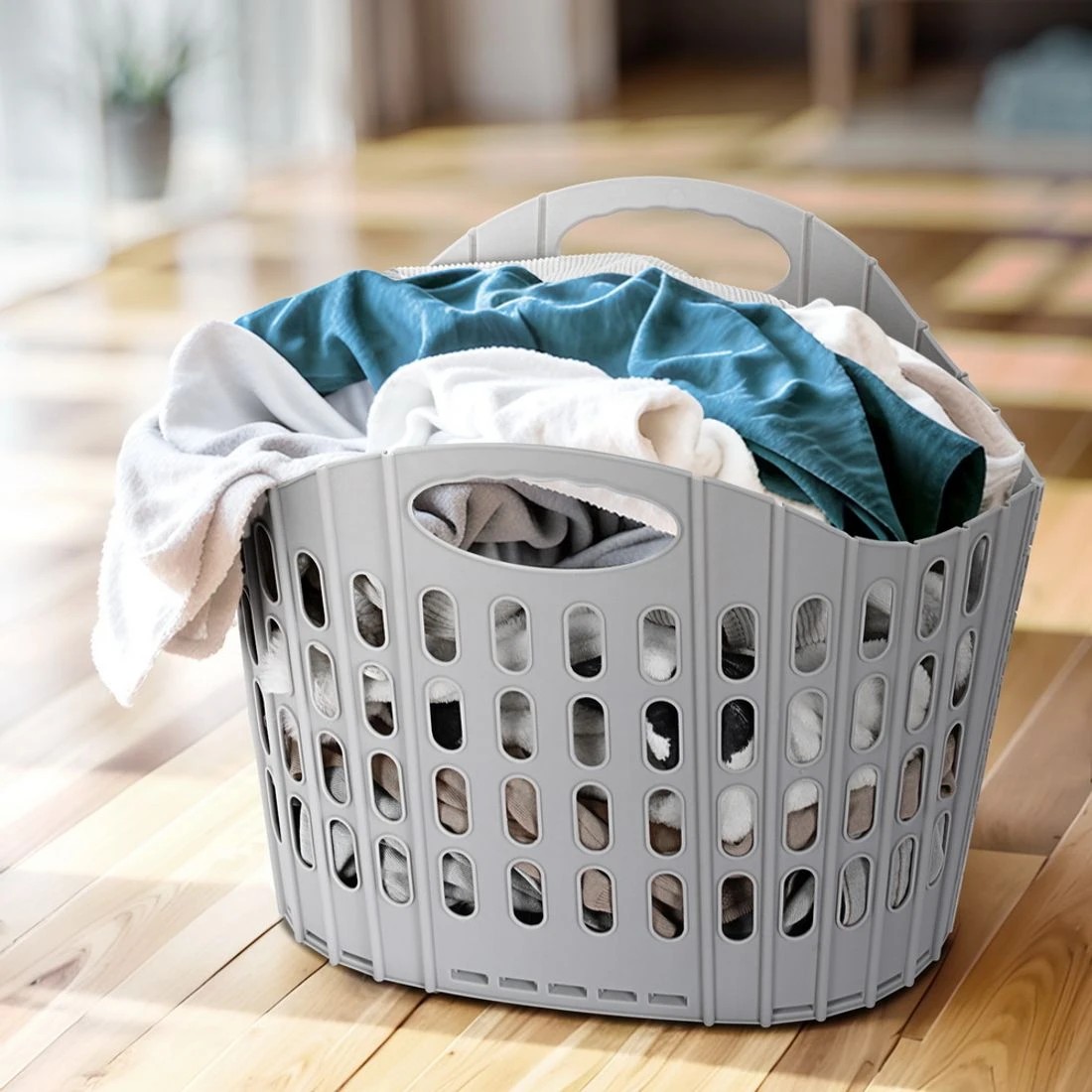 3 Artiss Laundry Basket Hamper Large Foldable Washing Clothes Storage Organiser - Grey, 3 of 6