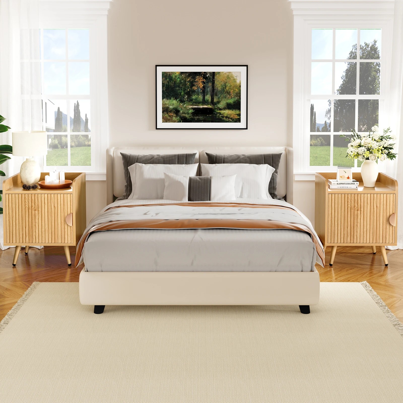 10 Alfordson 2x Bedside Table Cabinet Nightstand Side Storage - Oak, 10 of 10