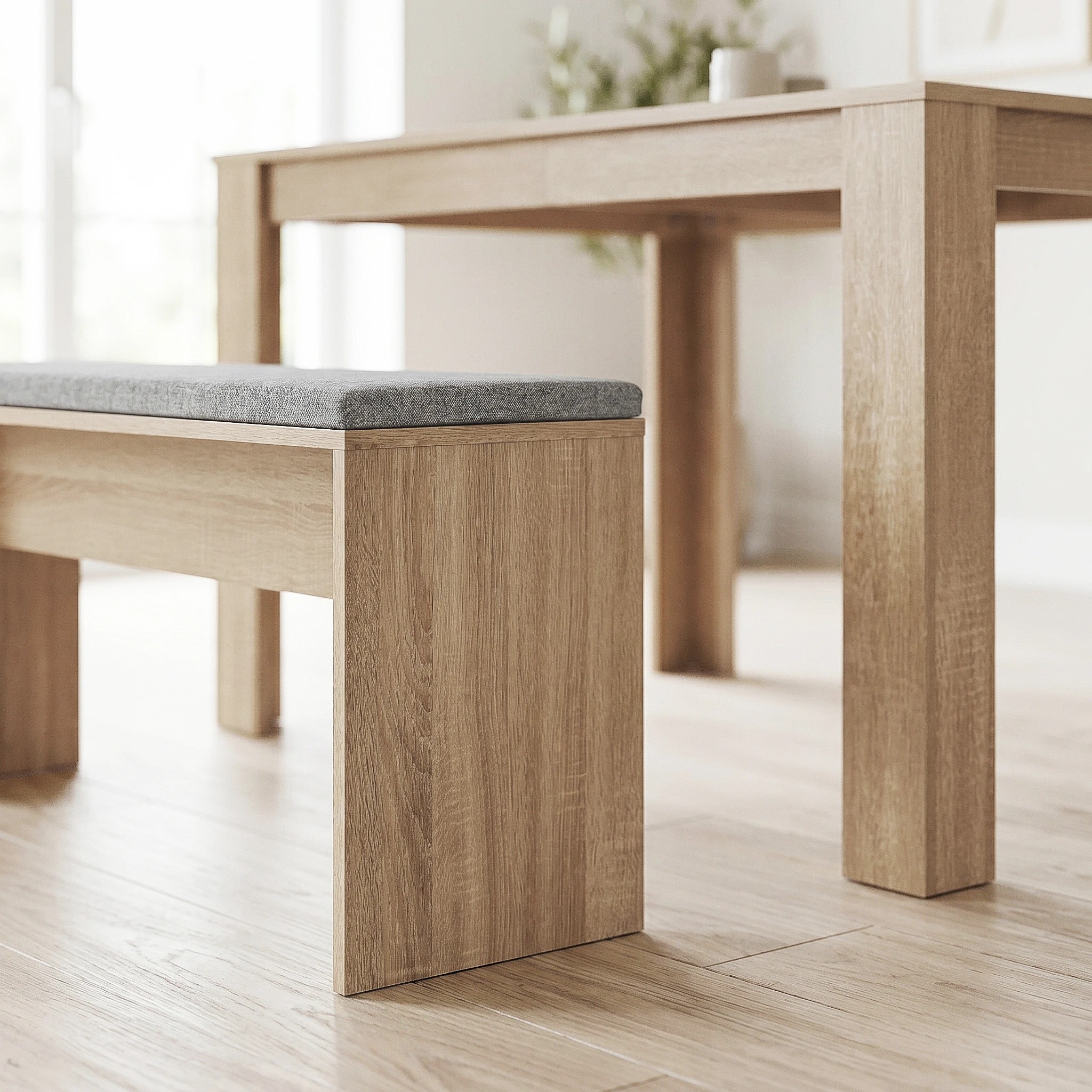 9 Artiss Dining Table and Chairs Set of 3 Bench Kitchen Furniture - Natural, 9 of 10