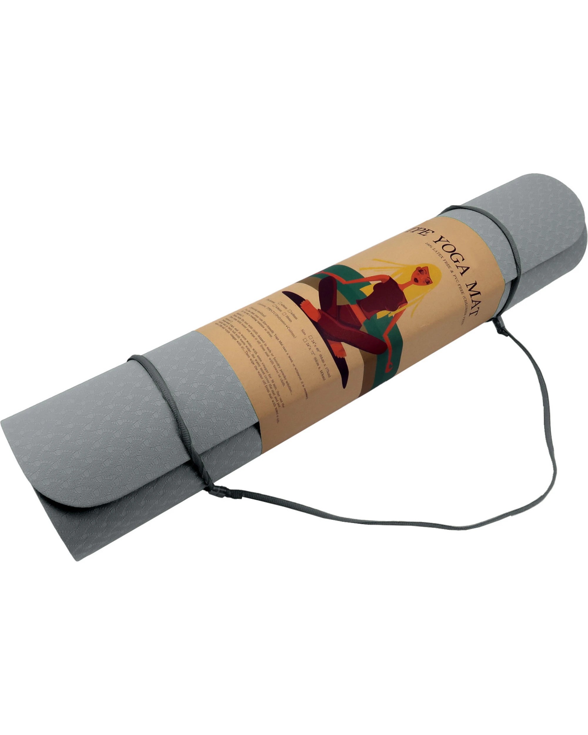 6 Powertrain TPE Pilates Exercise Yoga Mat Workout 6mm Home Gym 183cm - Grey, 6 of 7