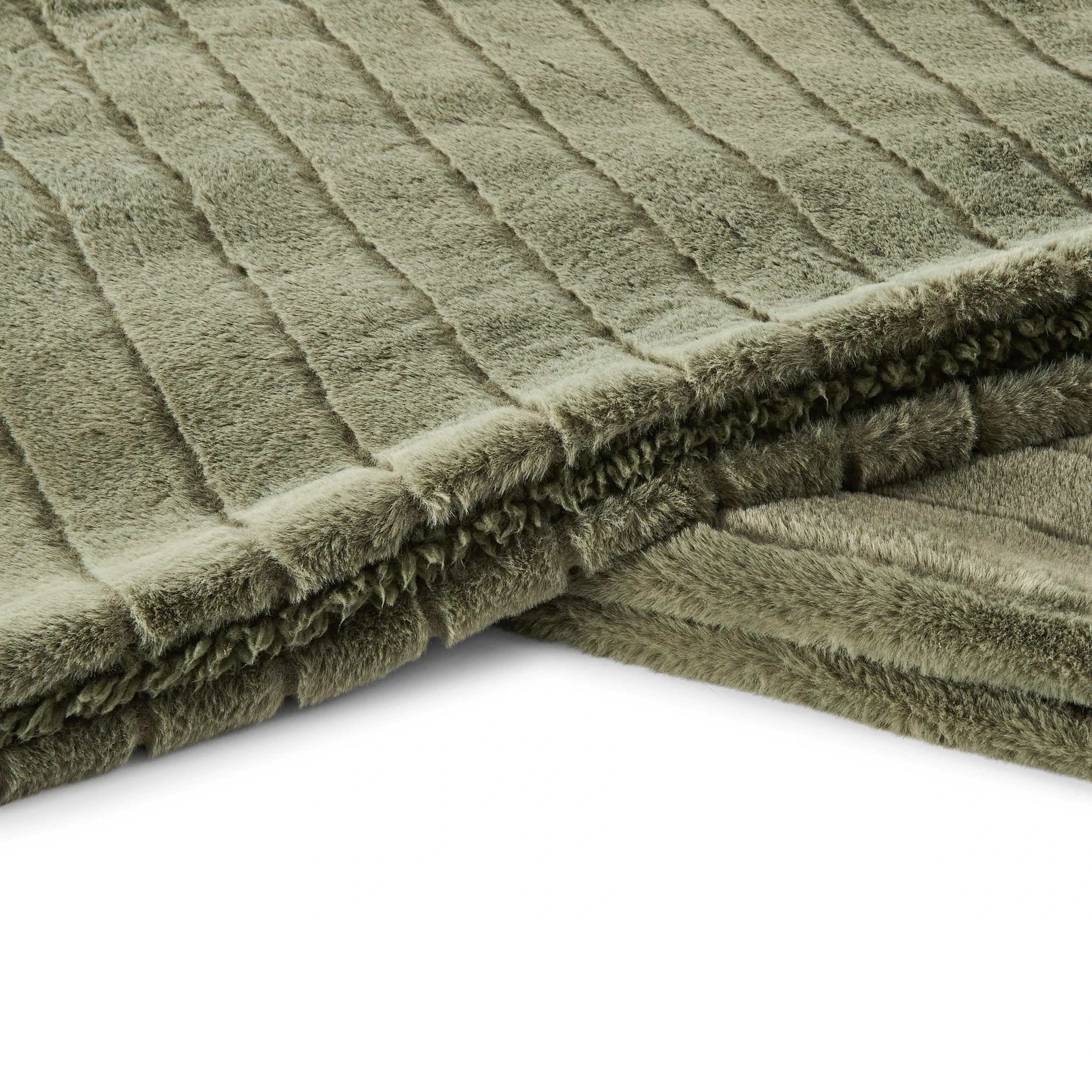 5 Faux Fur Stripe Blanket - Queen / King Bed, Forest, 5 of 6