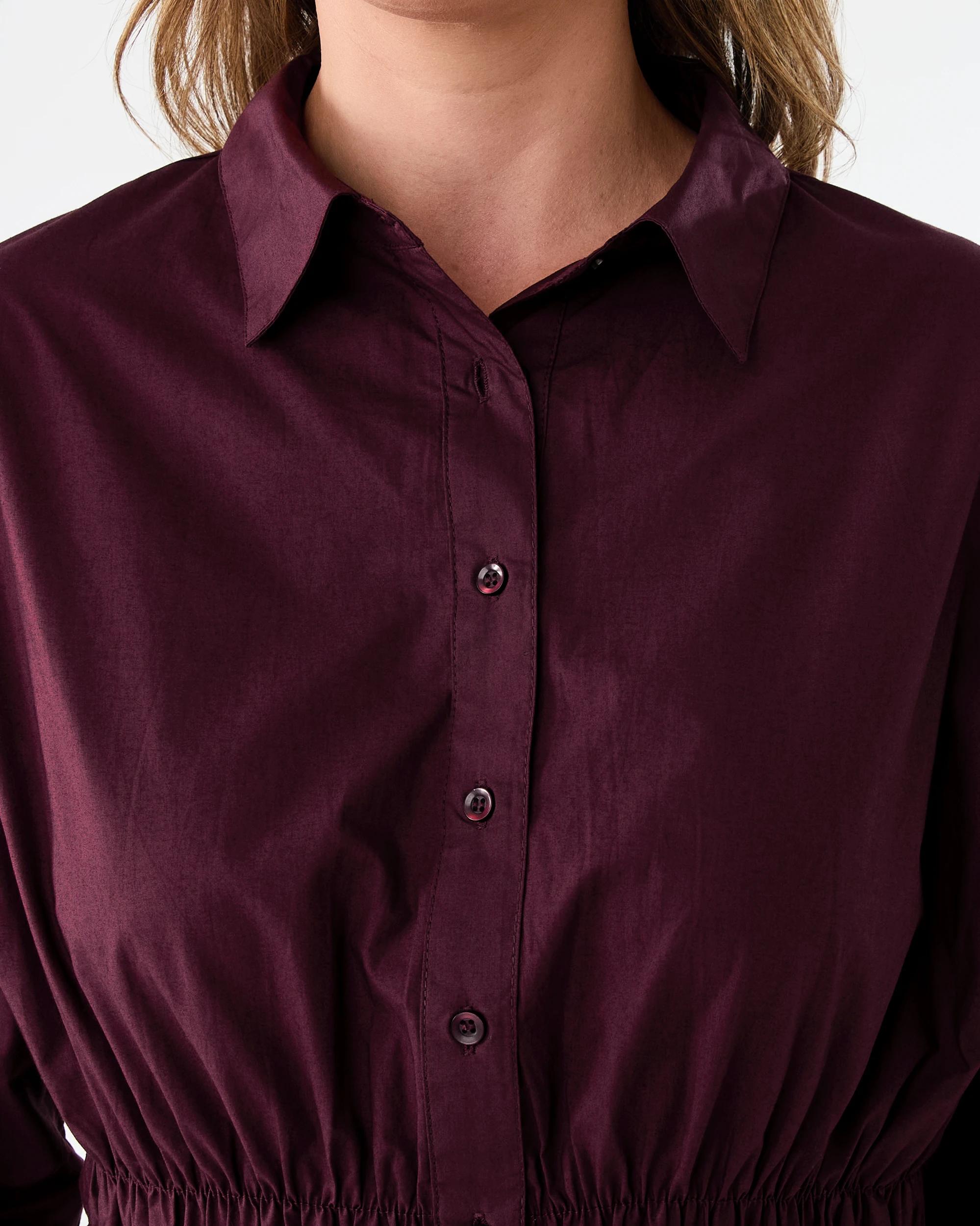 5 Long Sleeve Shirred Waist Shirt Red Royale, 5 of 8