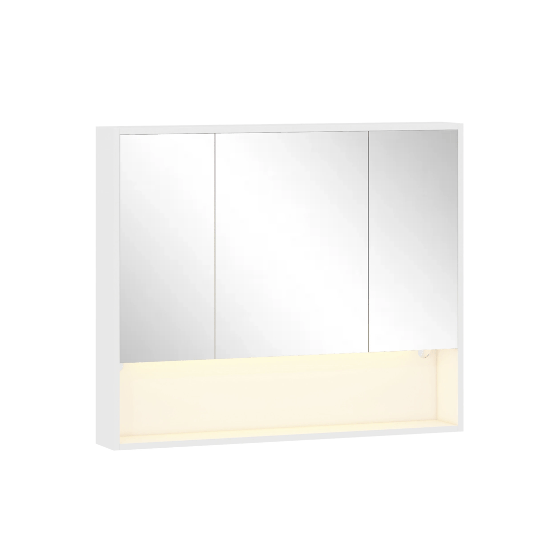 1 Advwin 90 cm LED Bathroom Mirror Cabinet Wall Mounted Cupboard Storage w/ 3 Doors Shaving Cabinets, 1 of 8